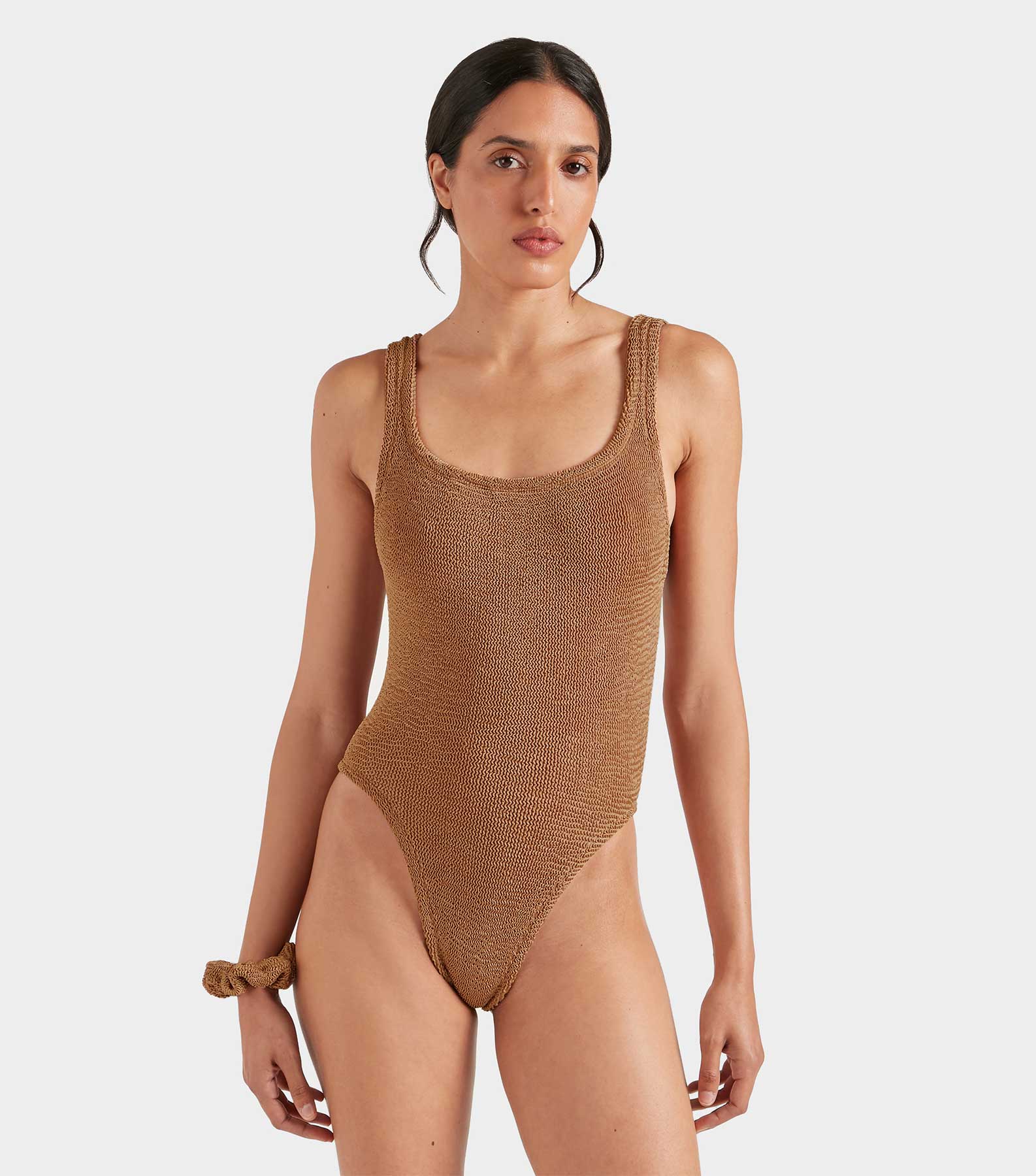 Square Neck Swim - Metallic Cocoa