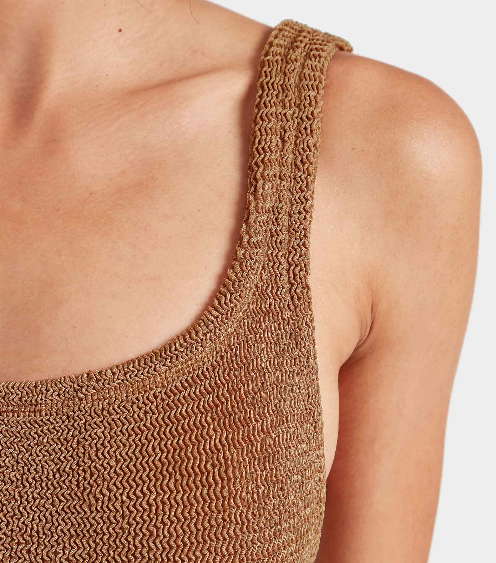 Square Neck Swim - Metallic Cocoa