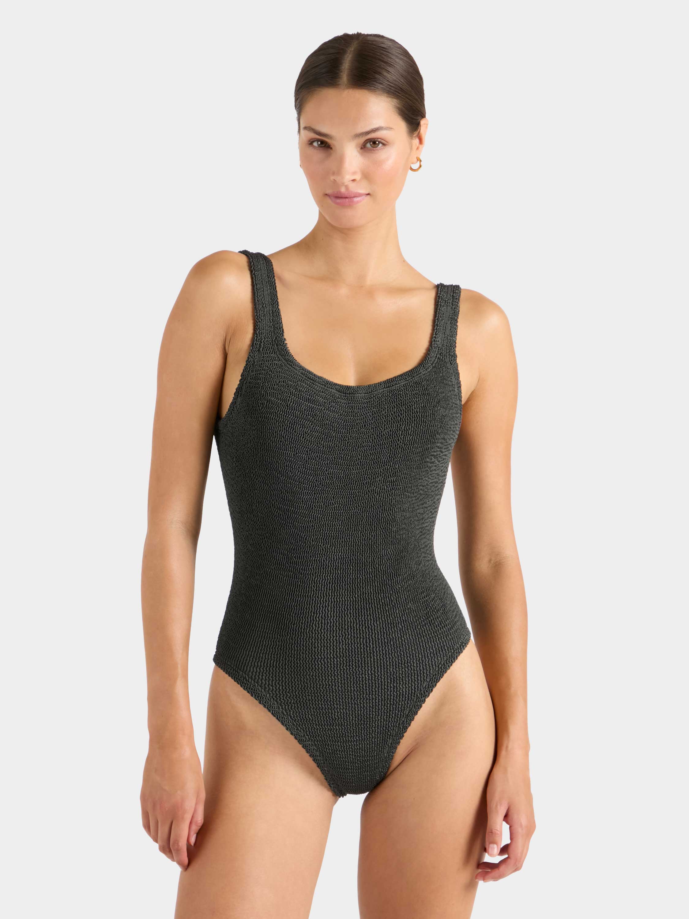 Square Neck Swim - Metallic Graphite