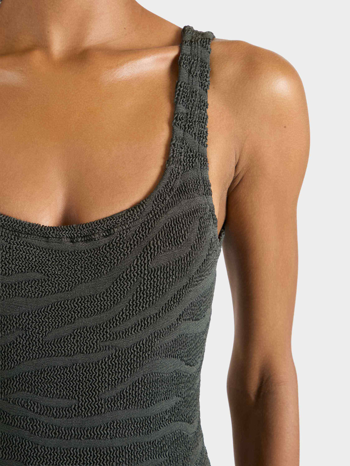Square Neck Swim - Zebra Metallic Graphite