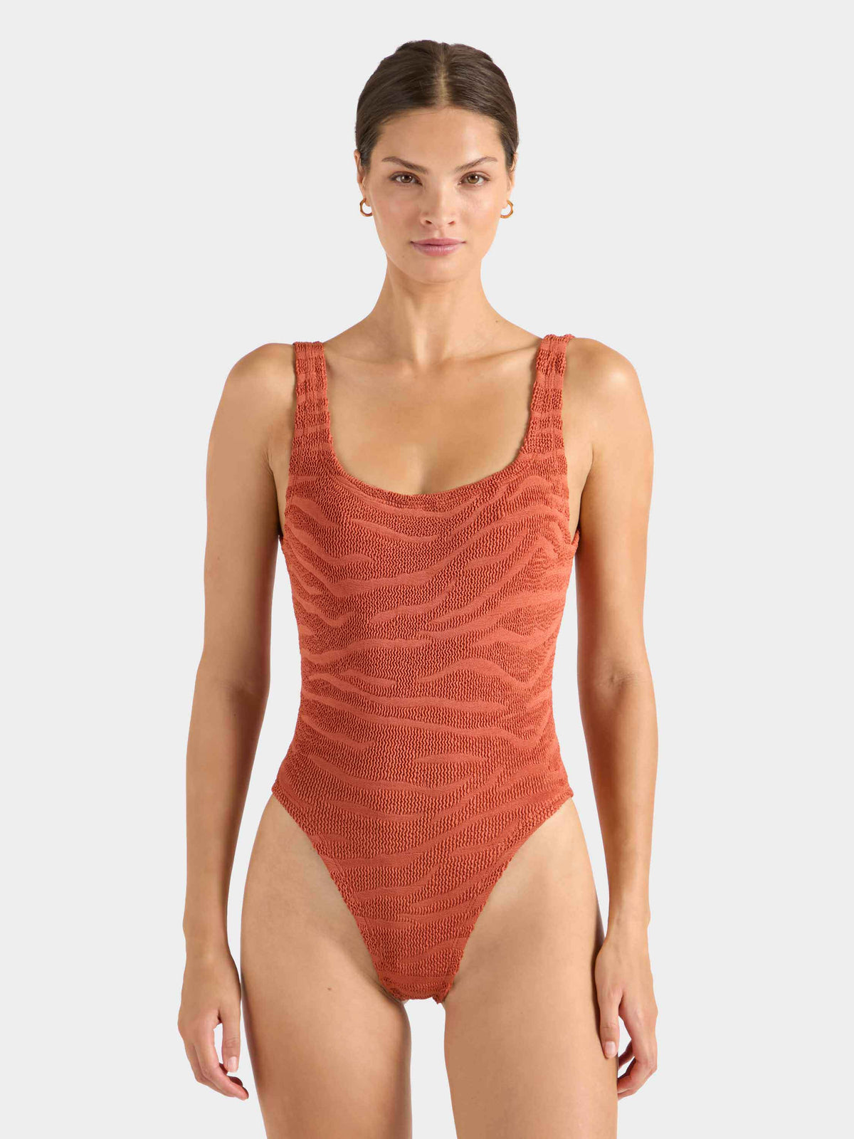 Square Neck Swim - Zebra Metallic Terracotta
