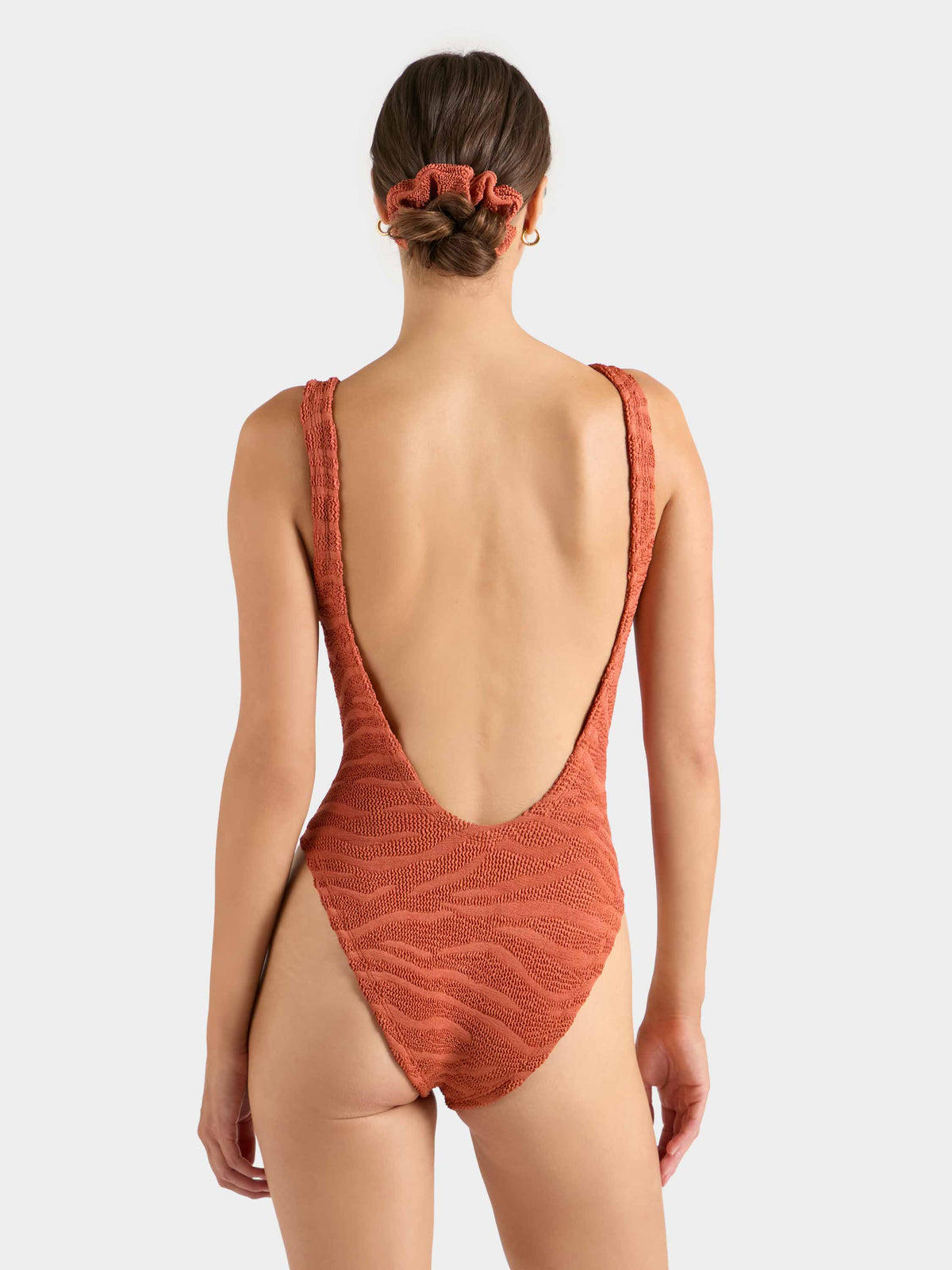 Square Neck Swim - Zebra Metallic Terracotta