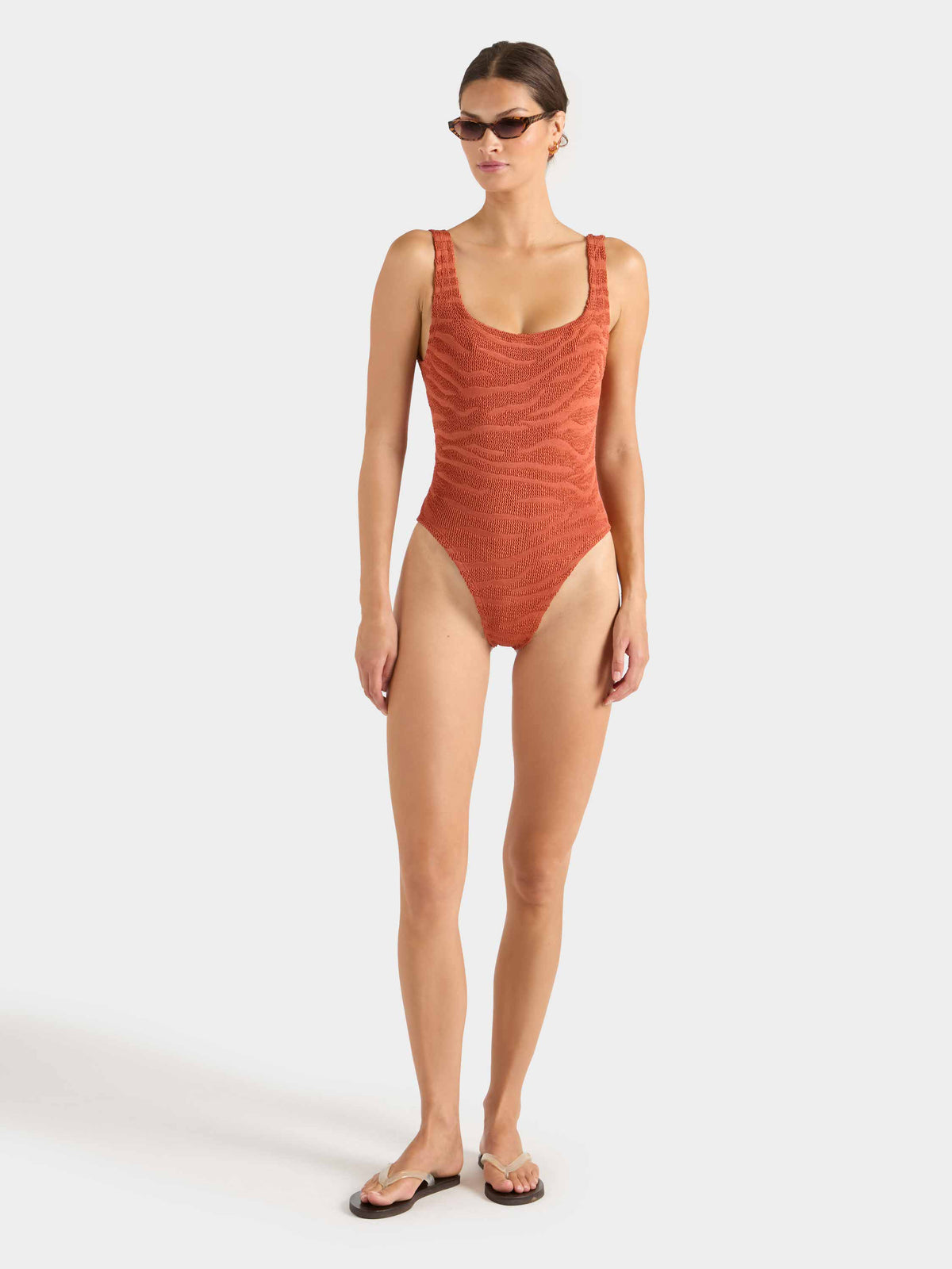 Square Neck Swim - Zebra Metallic Terracotta
