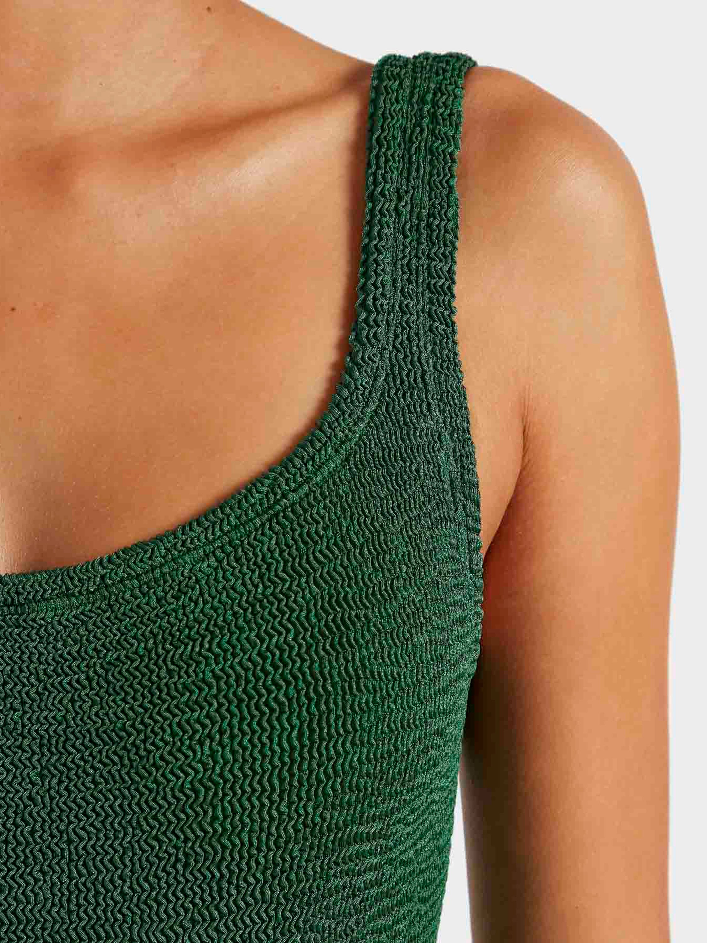 Square Neck Swim - Metallic Forest Green