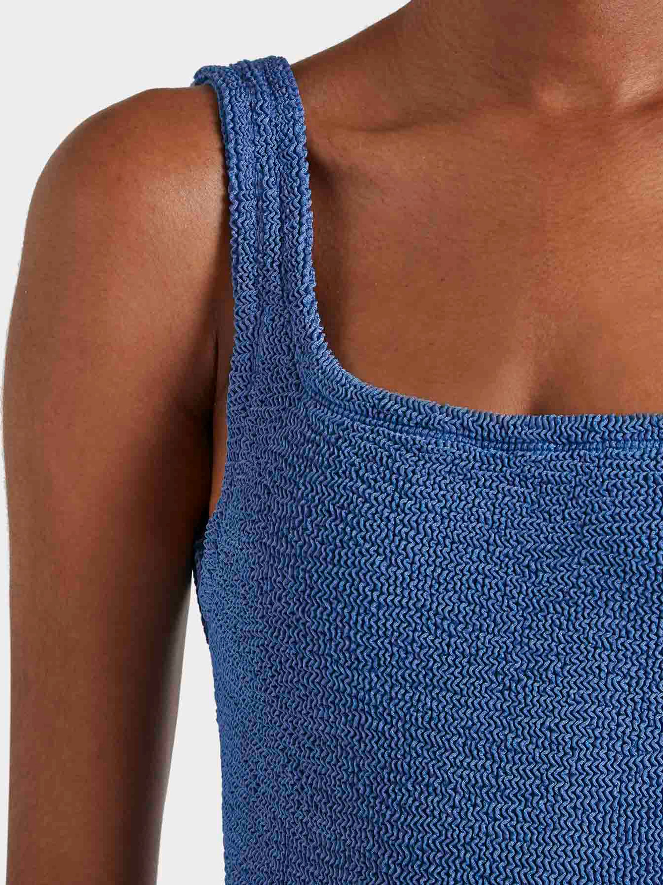 Square Neck Swim - Metallic Denim