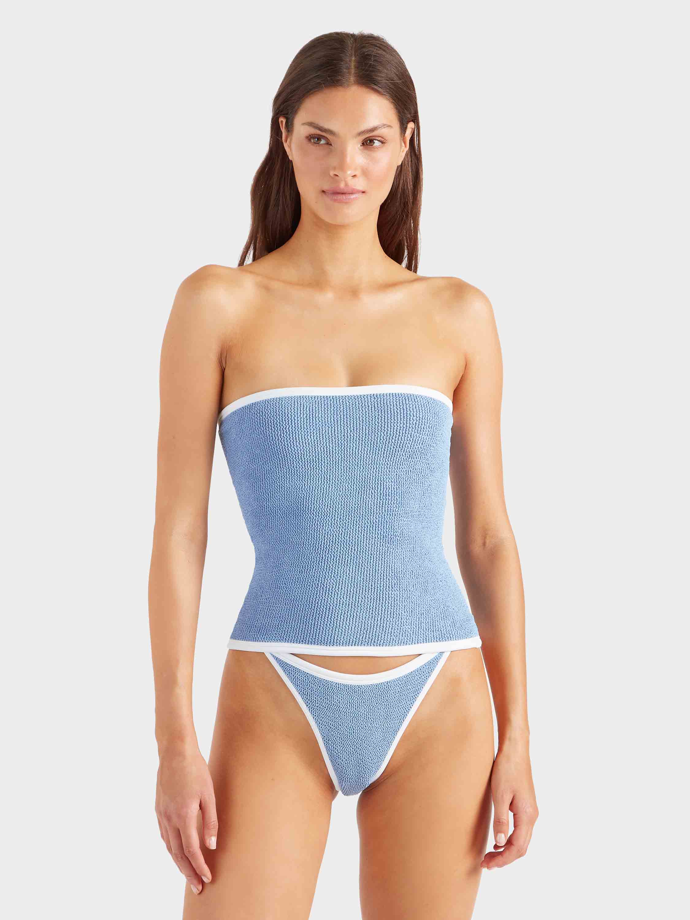 Devyn Swimskirt/Tube Top - Cornflower/White