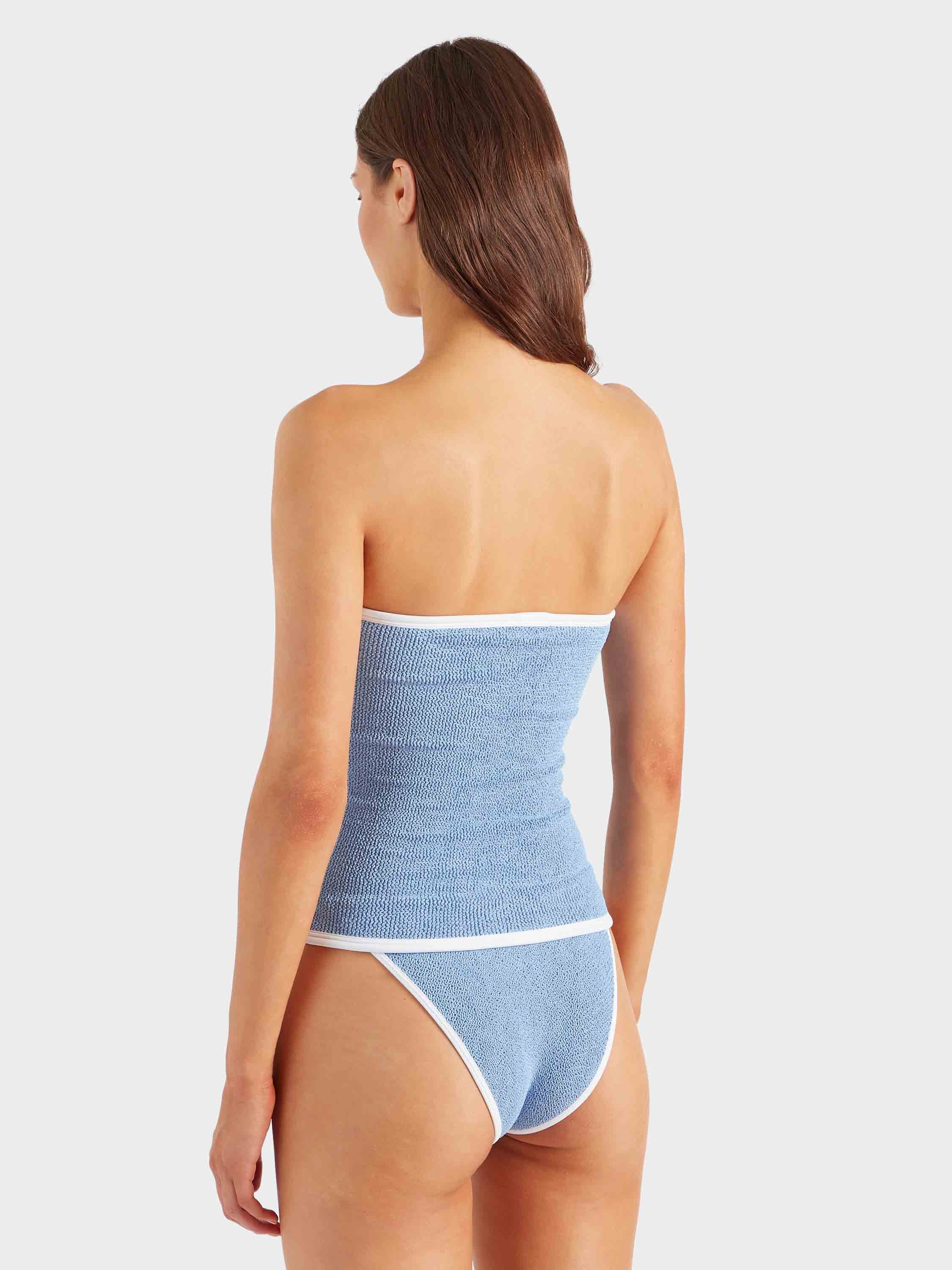 Devyn Swim Skirt/Tube Top - Cornflower/White