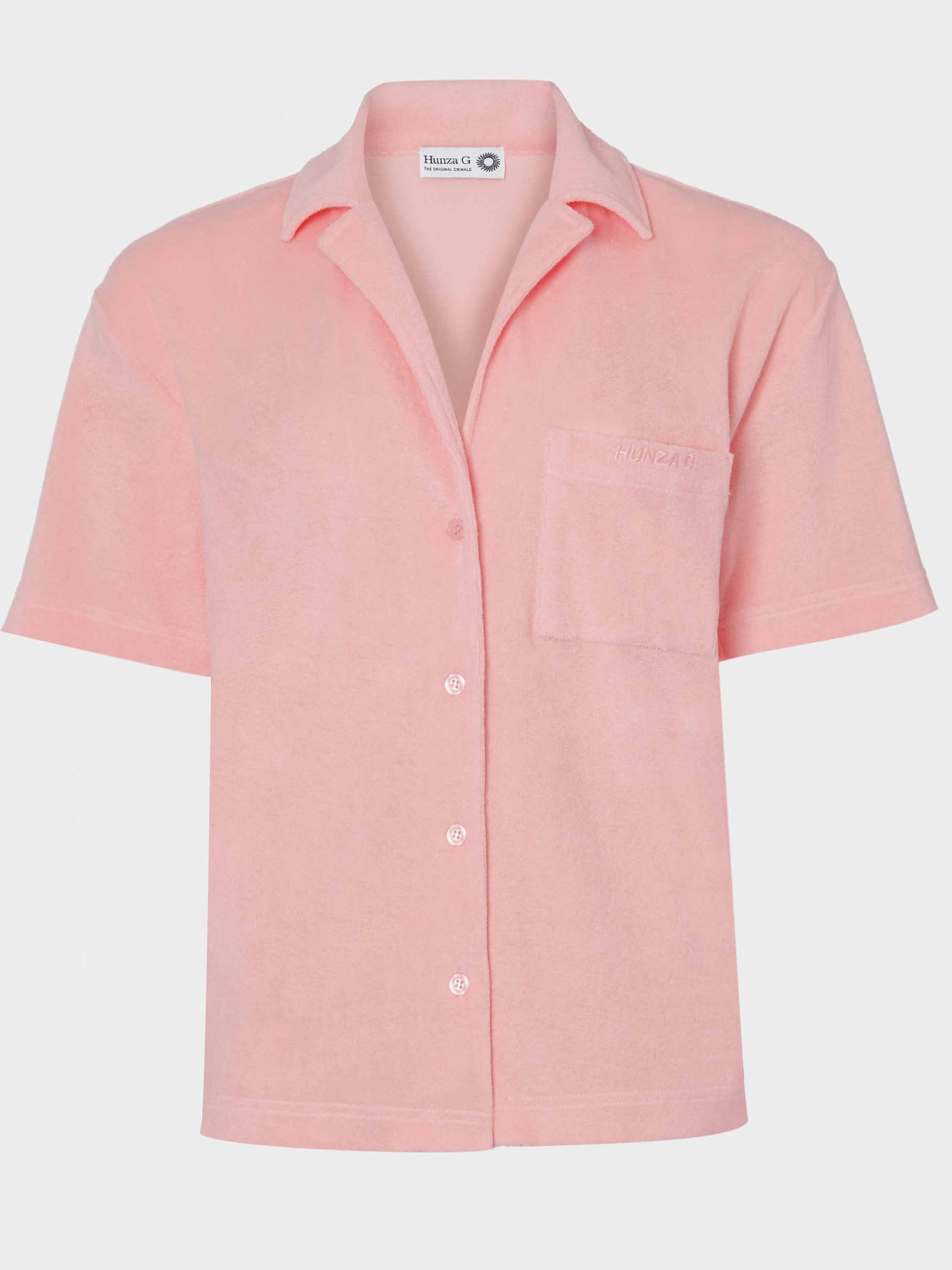 Terry Towelling Cuban Shirt - Pink