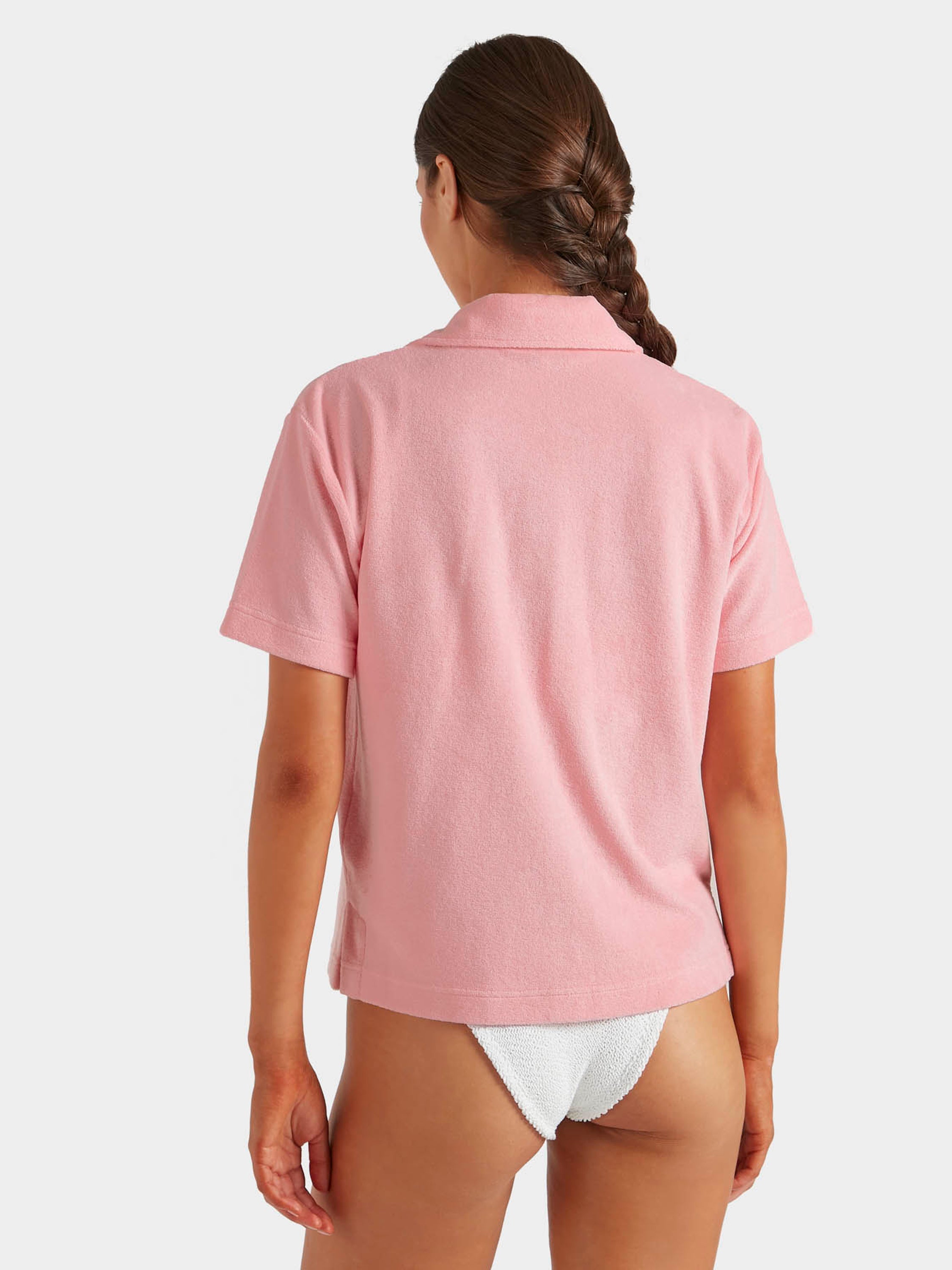 Terry Towelling Cuban Shirt - Pink