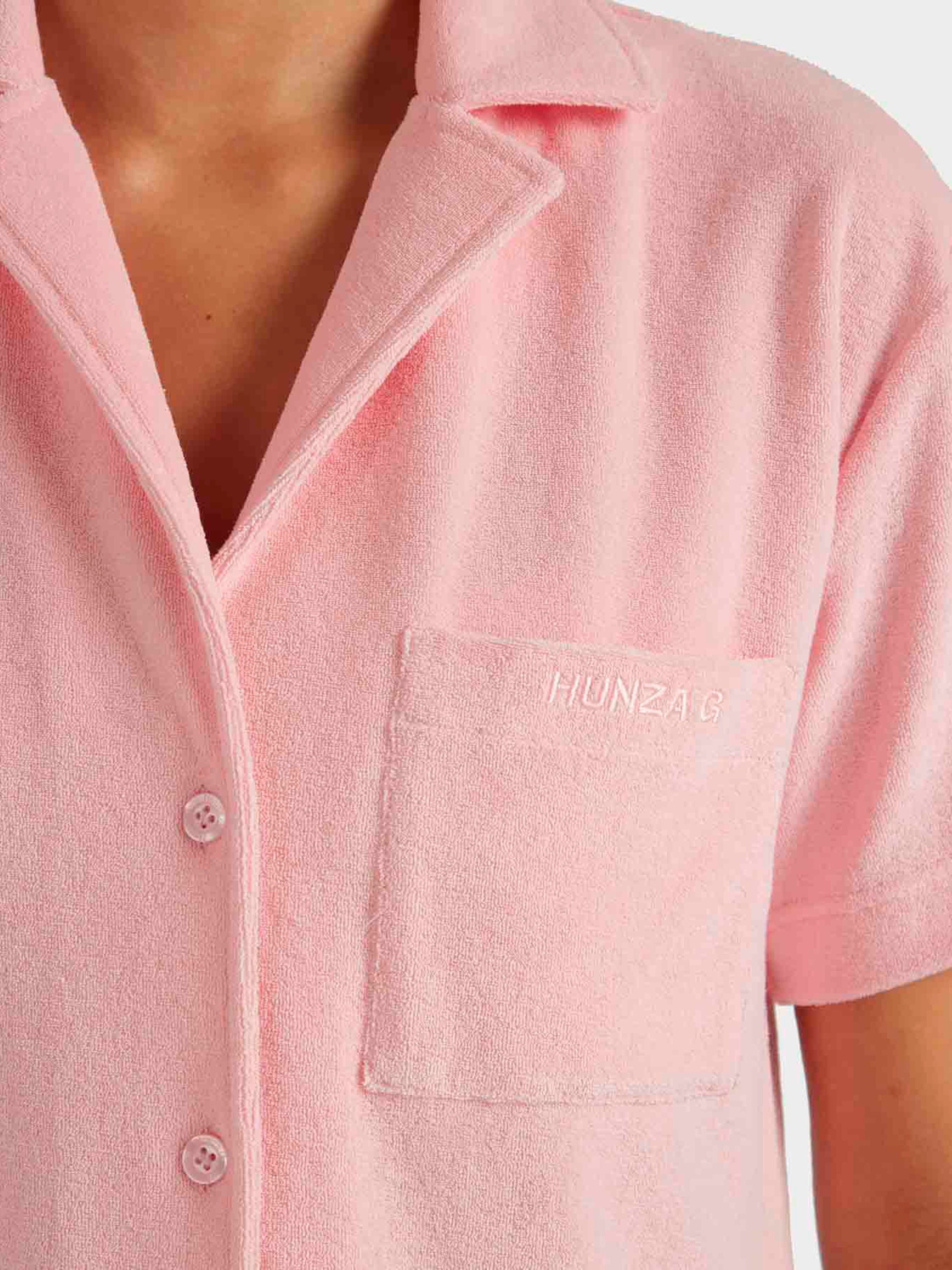 Terry Towelling Cuban Shirt - Pink