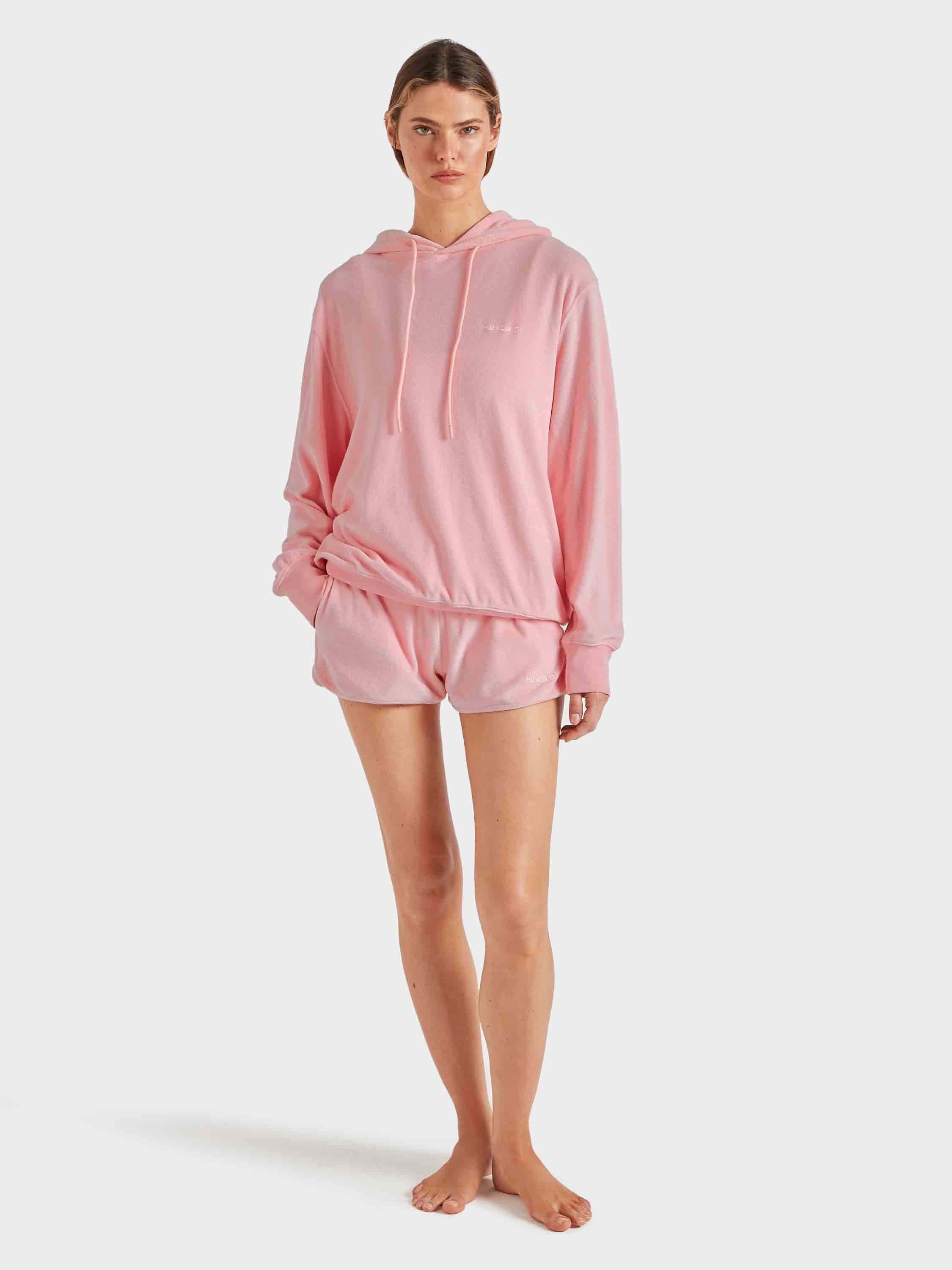 Terry Towelling Hoodie - Pink