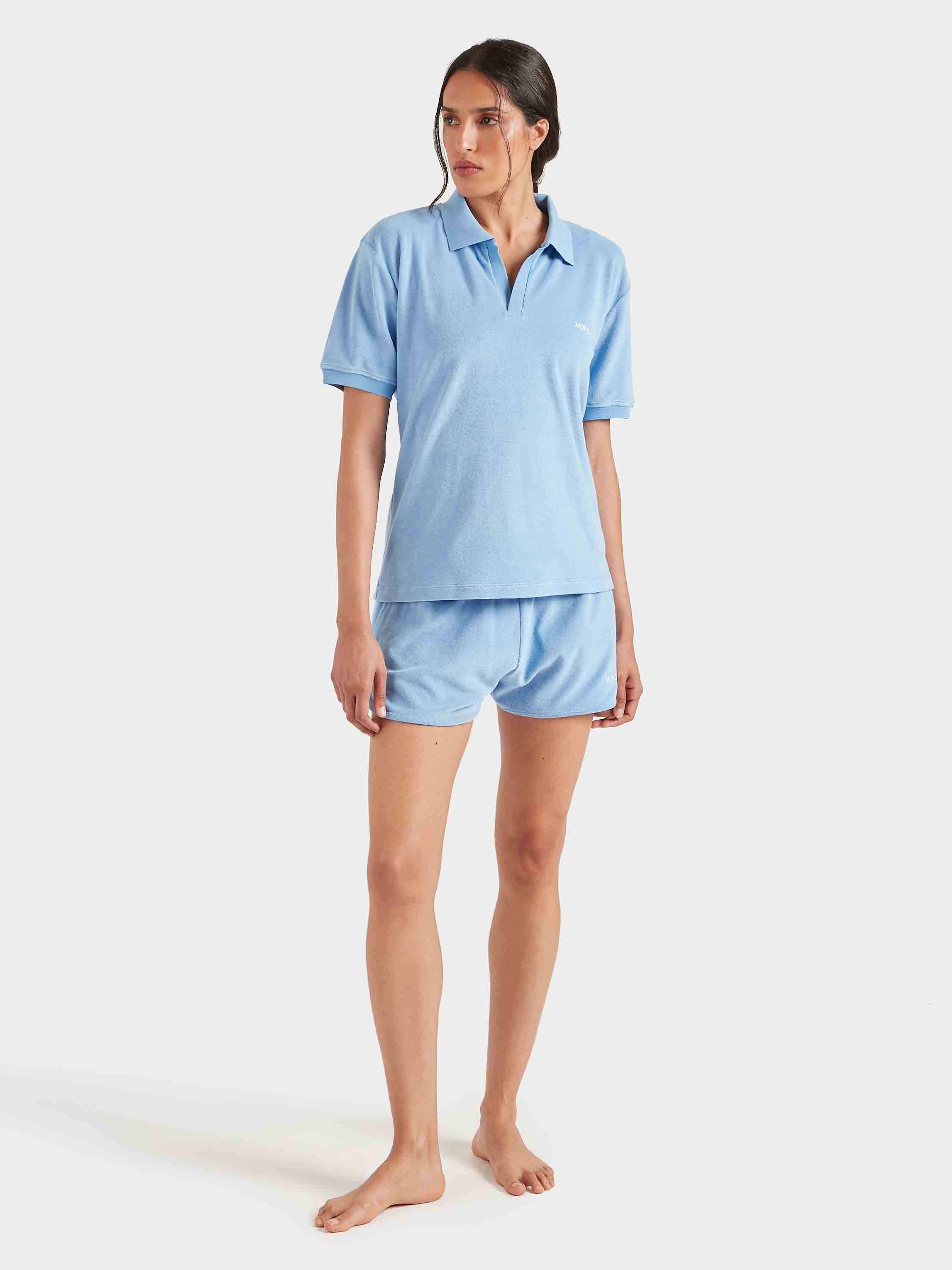Terry Towelling Polo - Cornflower