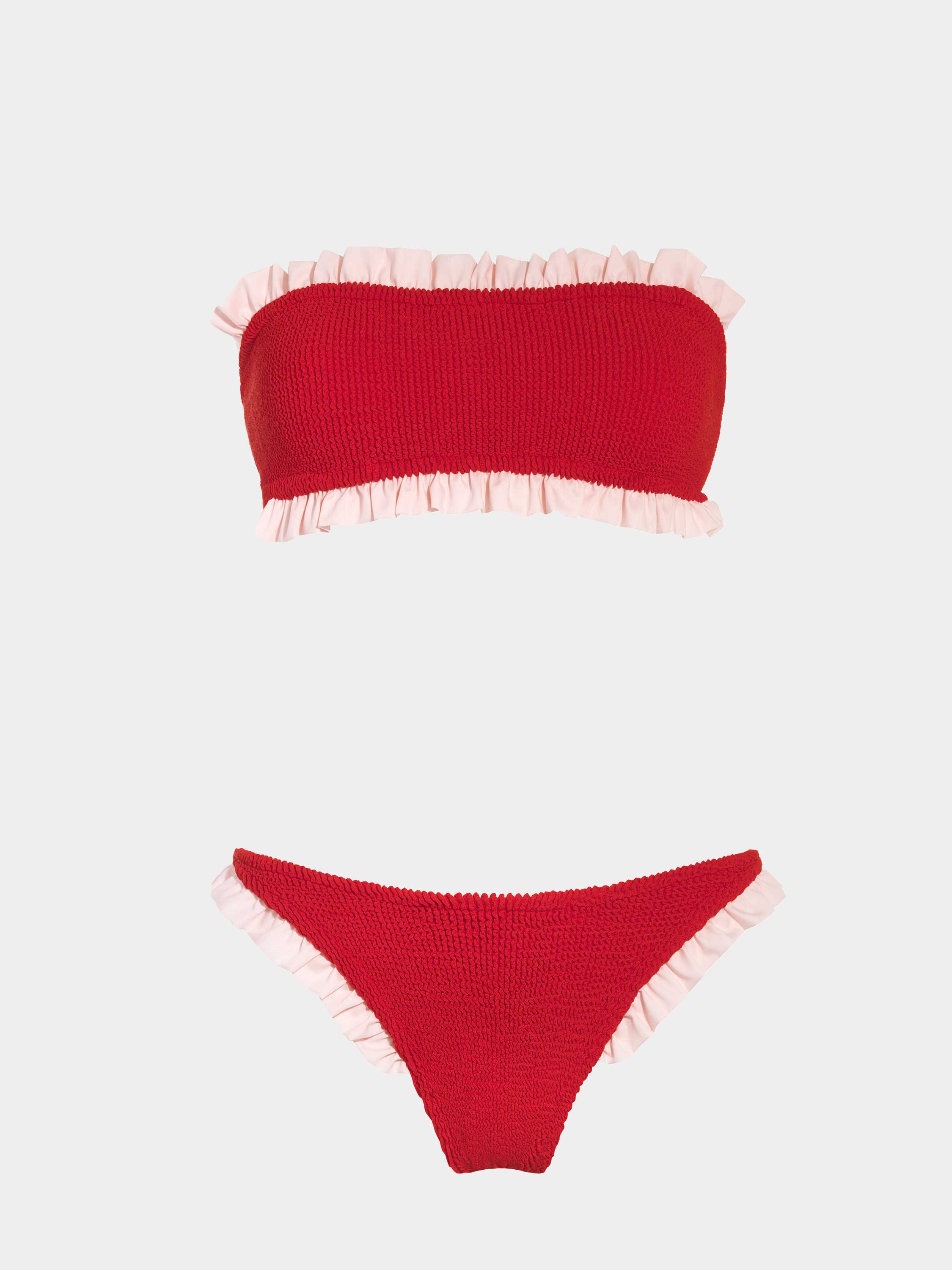 Tracey Frill Bikini - Red/Ballet Pink
