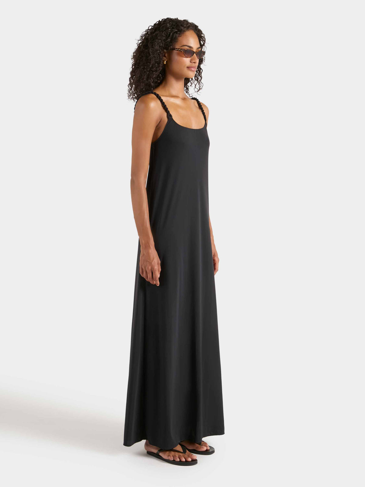 Twisty Strap Long Dress - Black
