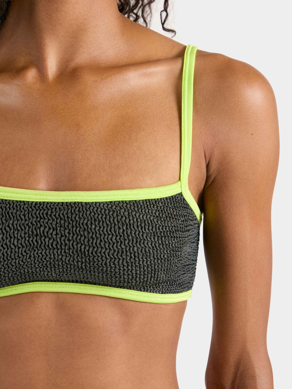 Tyler Contrast Bikini - Metallic Graphite/Chartreuse