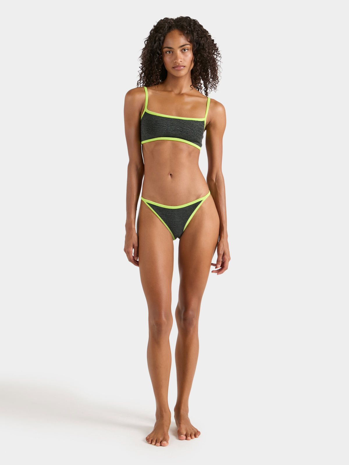 Tyler Contrast Bikini - Metallic Graphite/Chartreuse