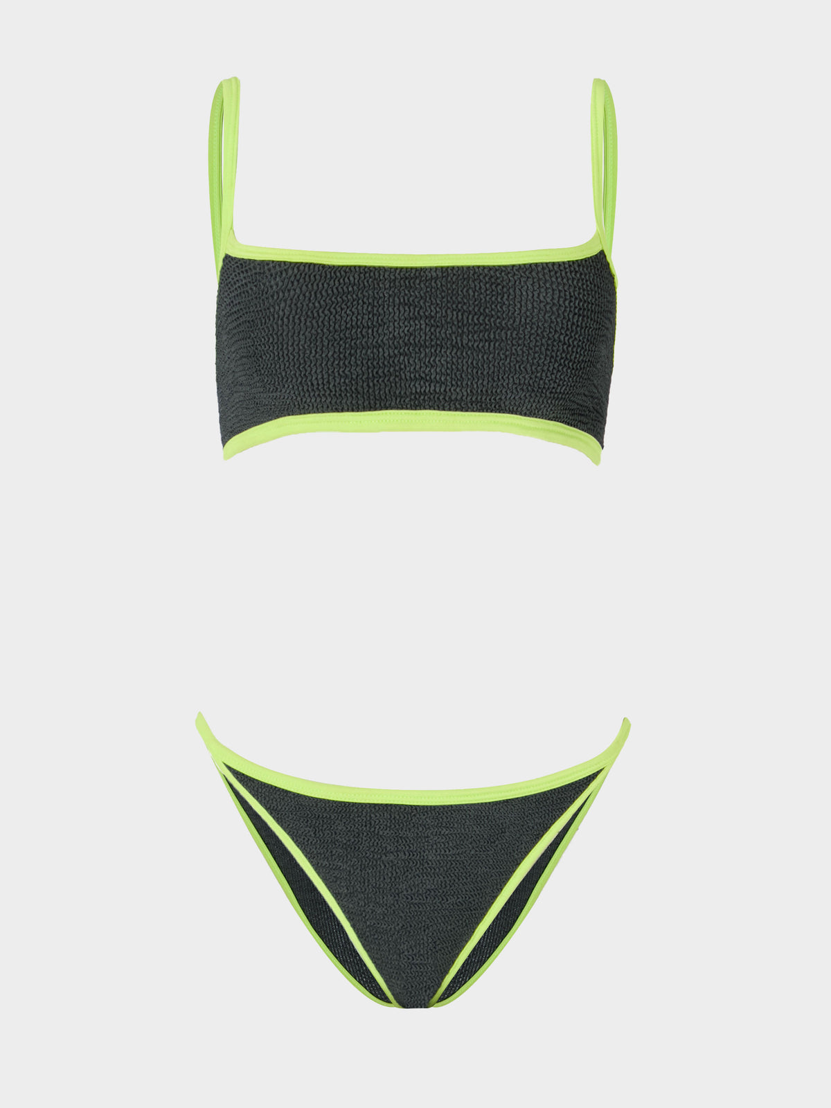 Tyler Contrast Bikini - Metallic Graphite/Chartreuse