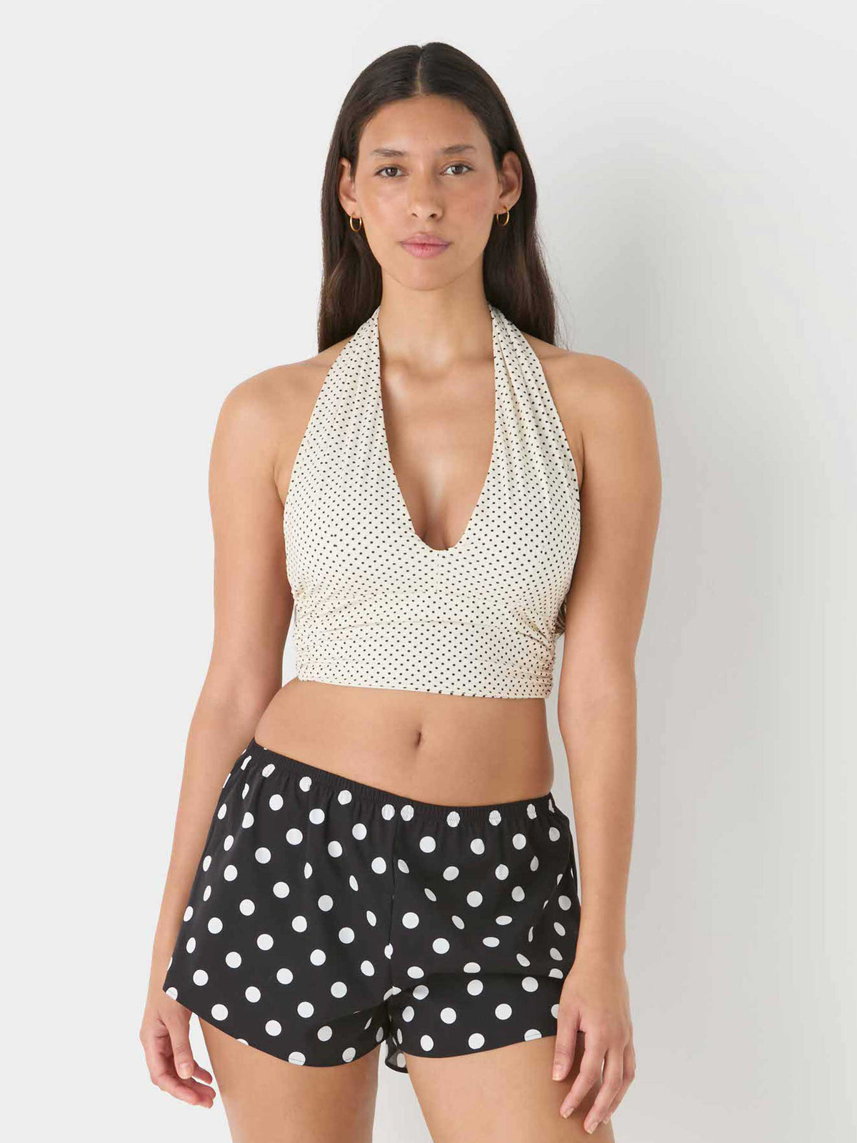 UPF Halter Top - Vanilla polka-dot