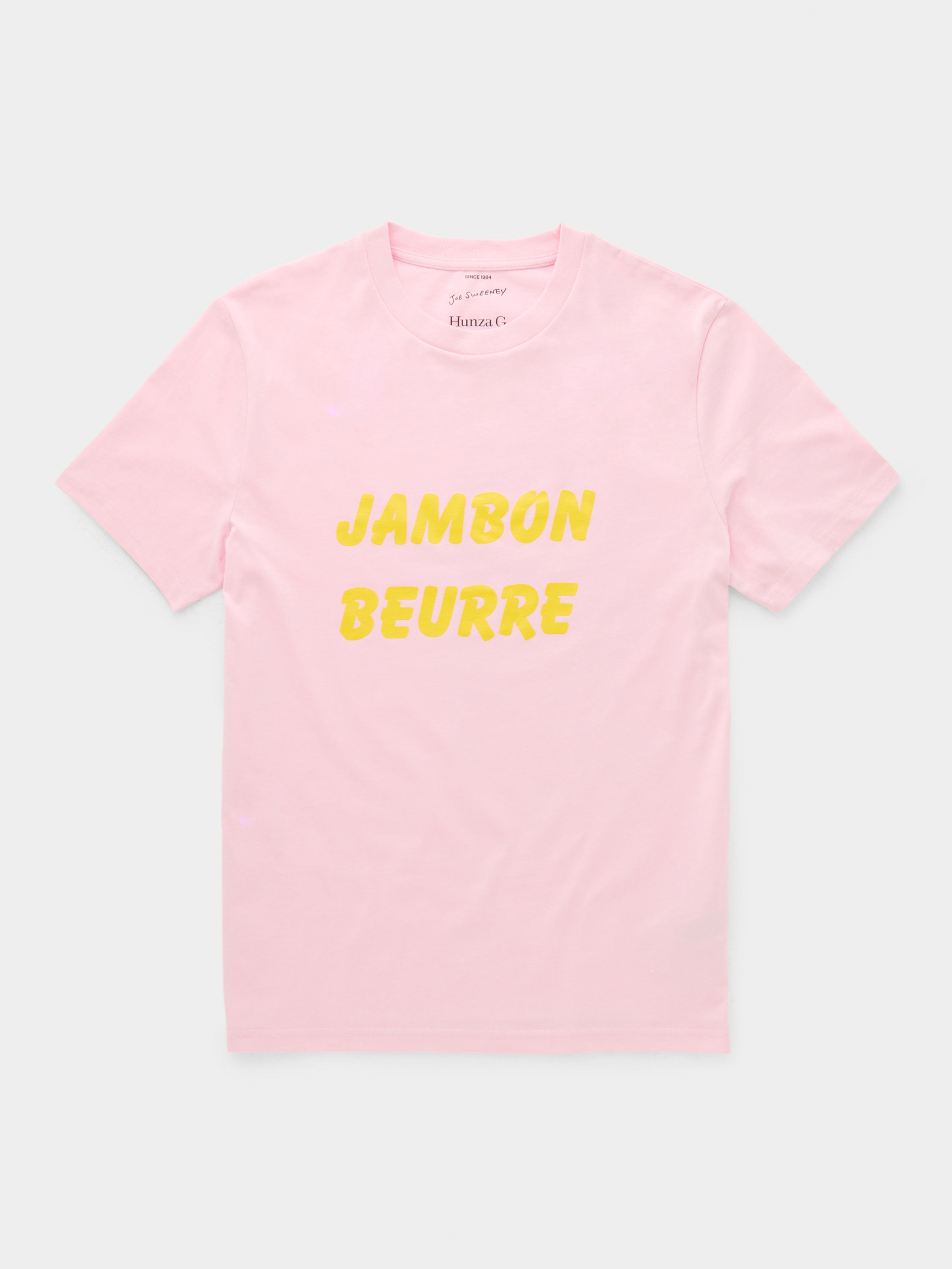 Unisex "Jambon Beurre" Slogan Tee - Pale Pink