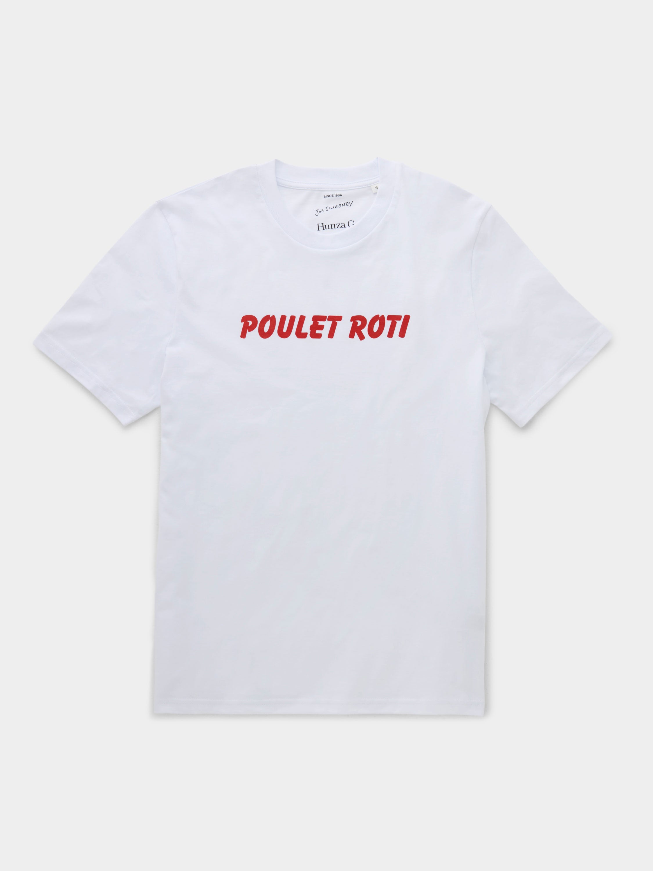Unisex "Poulet Roti" Slogan Tee - White