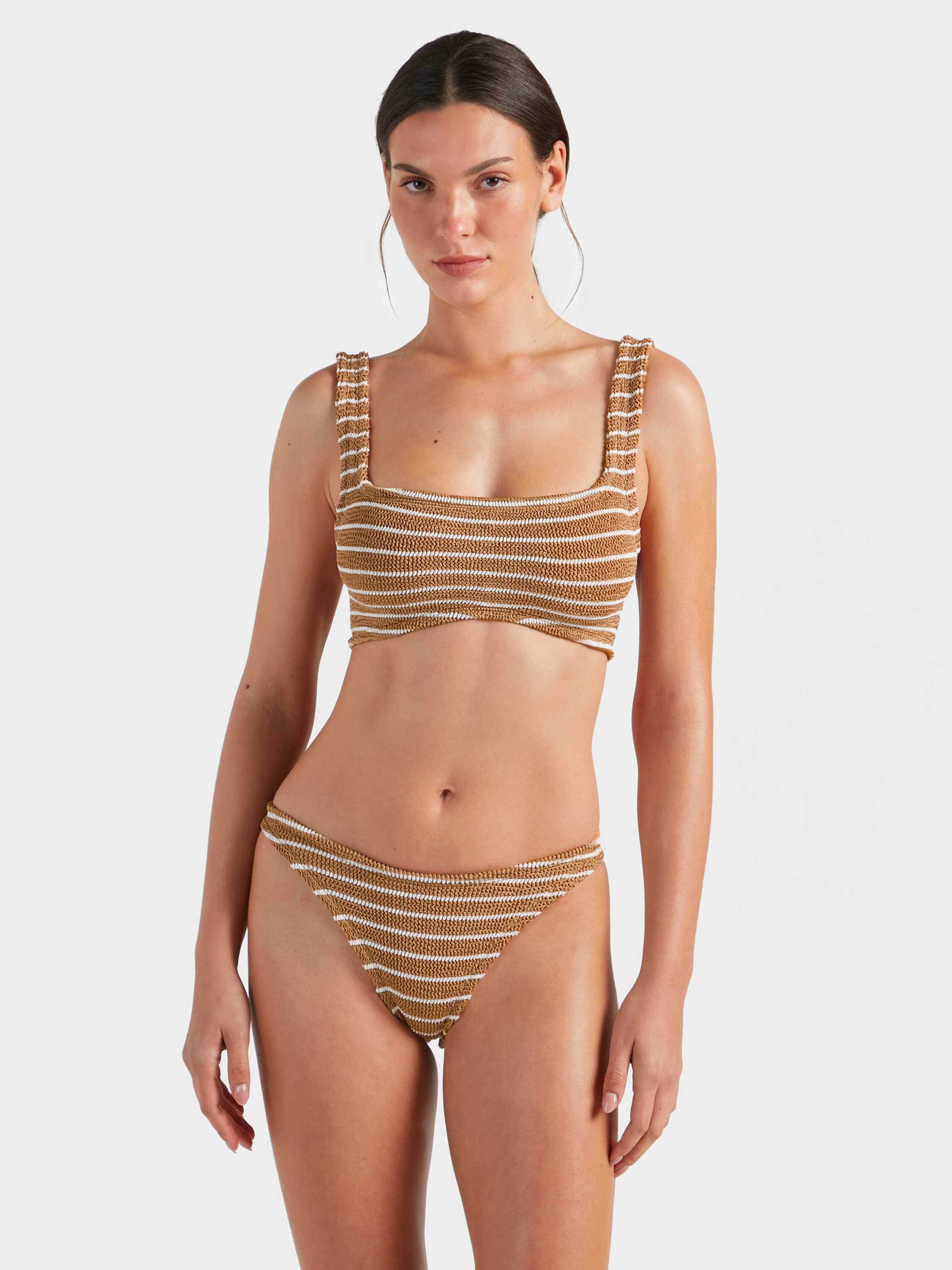 Xandra Bikini - Metallic Cocoa/White Stripe