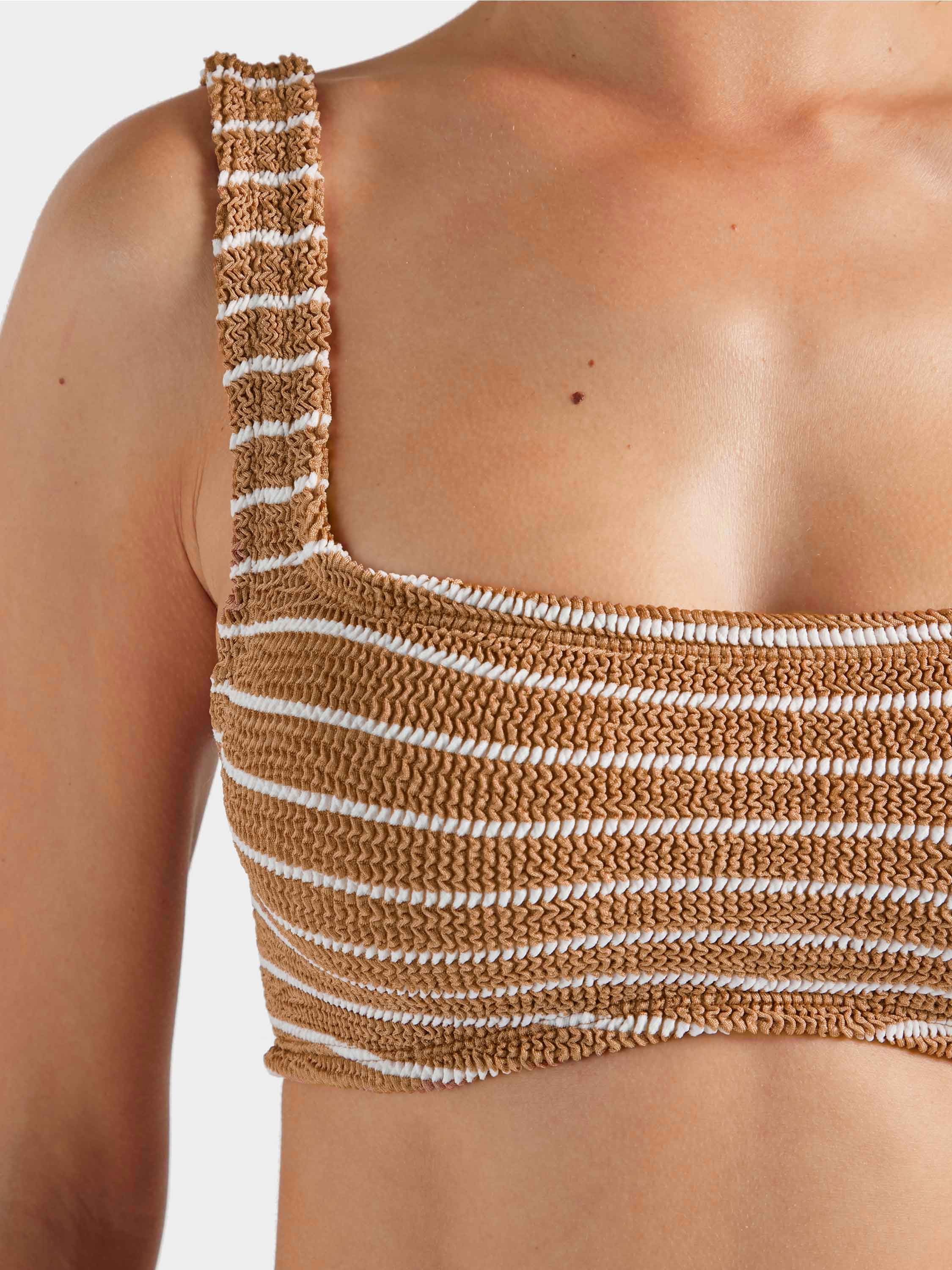 Xandra Bikini - Metallic Cocoa/White Stripe