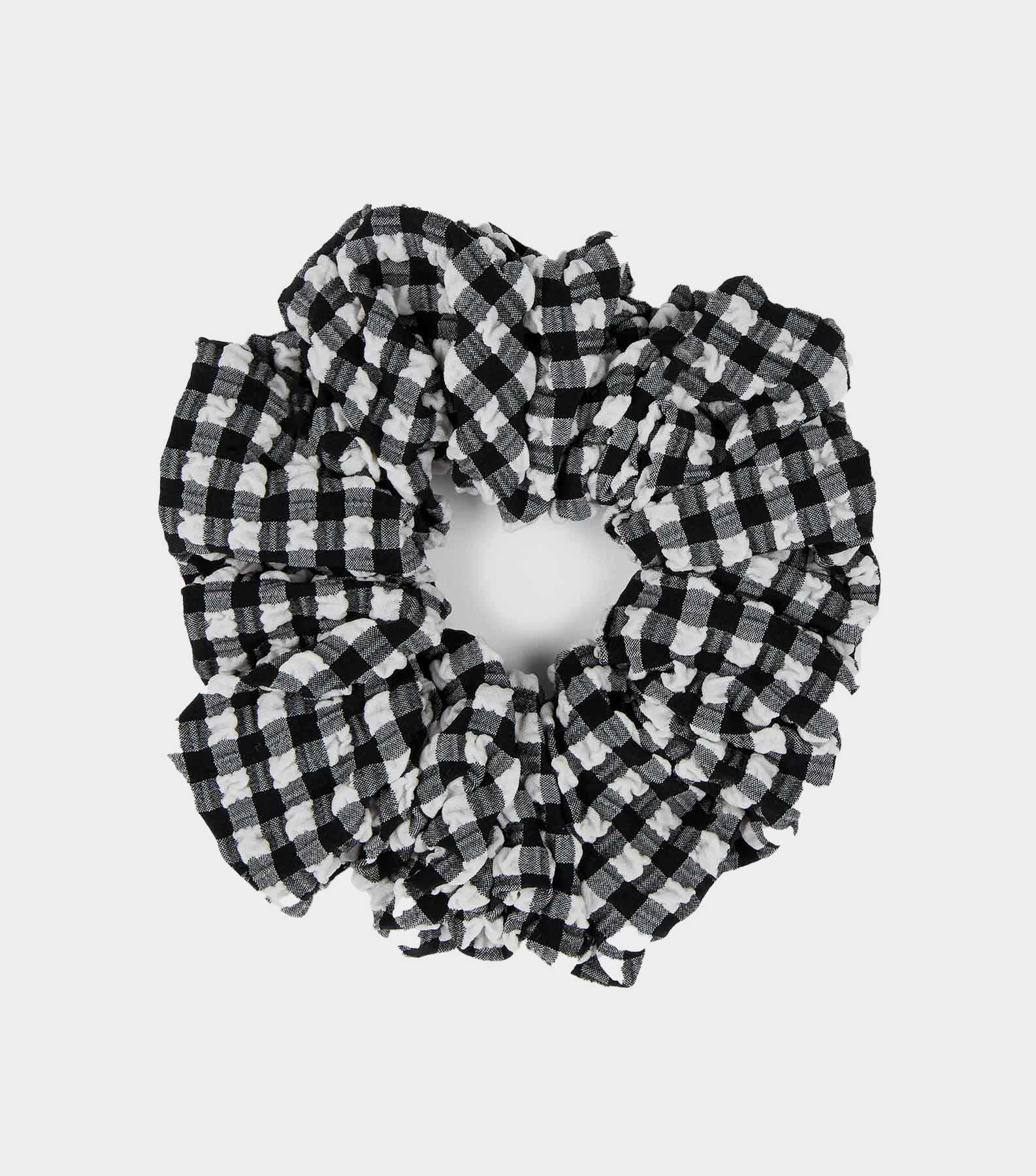 Gingham Seersucker Scrunchie - Black Gingham