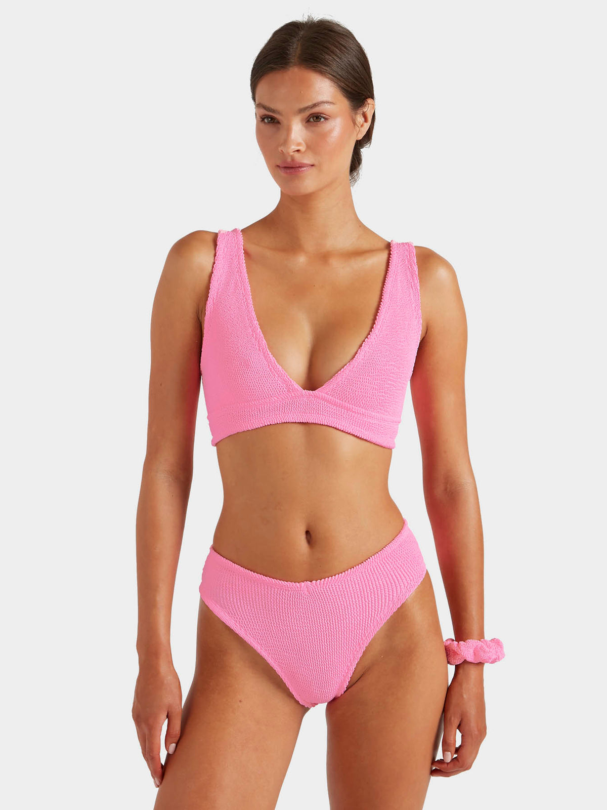 Model wearing bubblegum Angel bikini