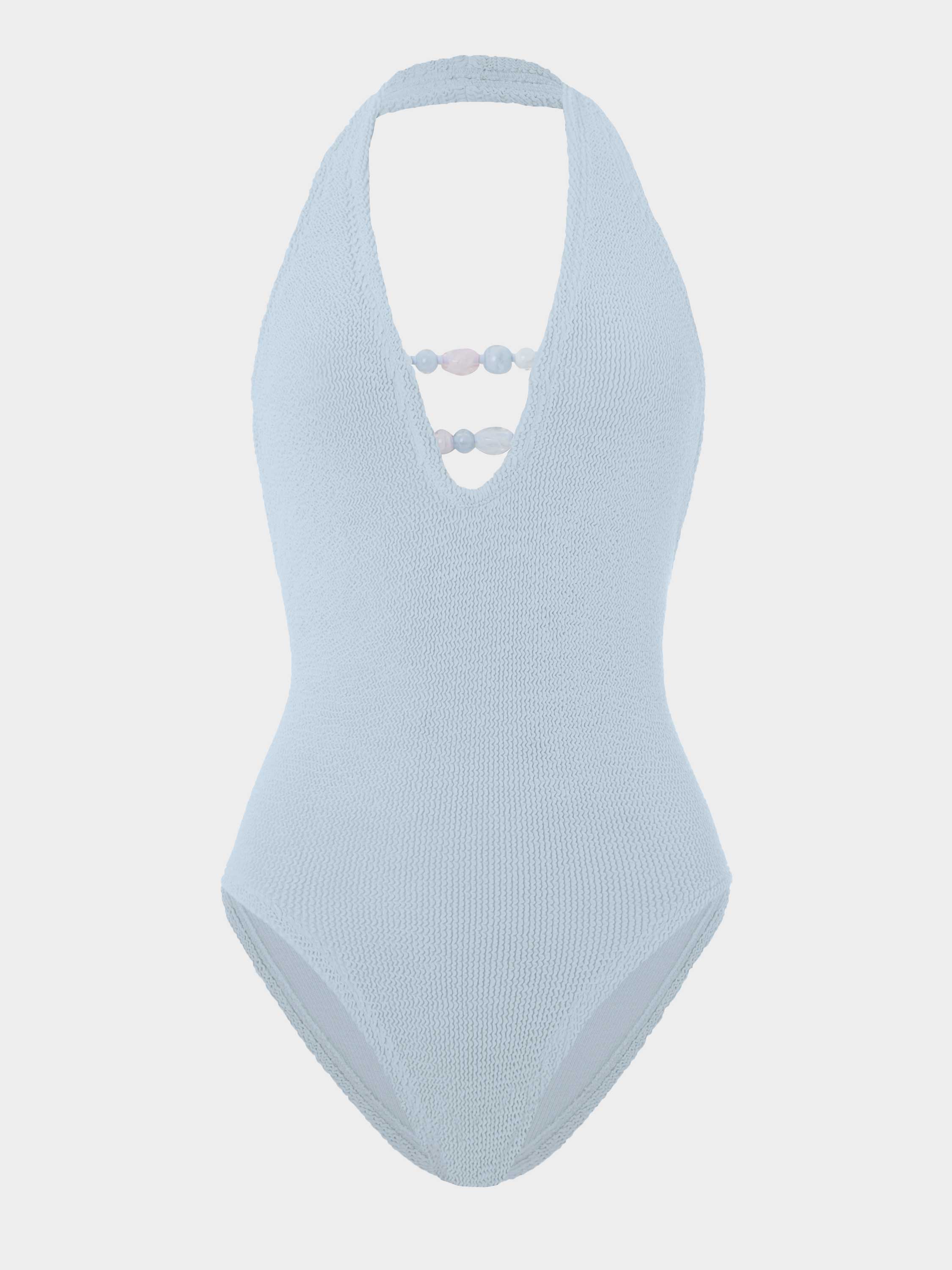 Adriana Beaded Swim - Metallic Ice Blue