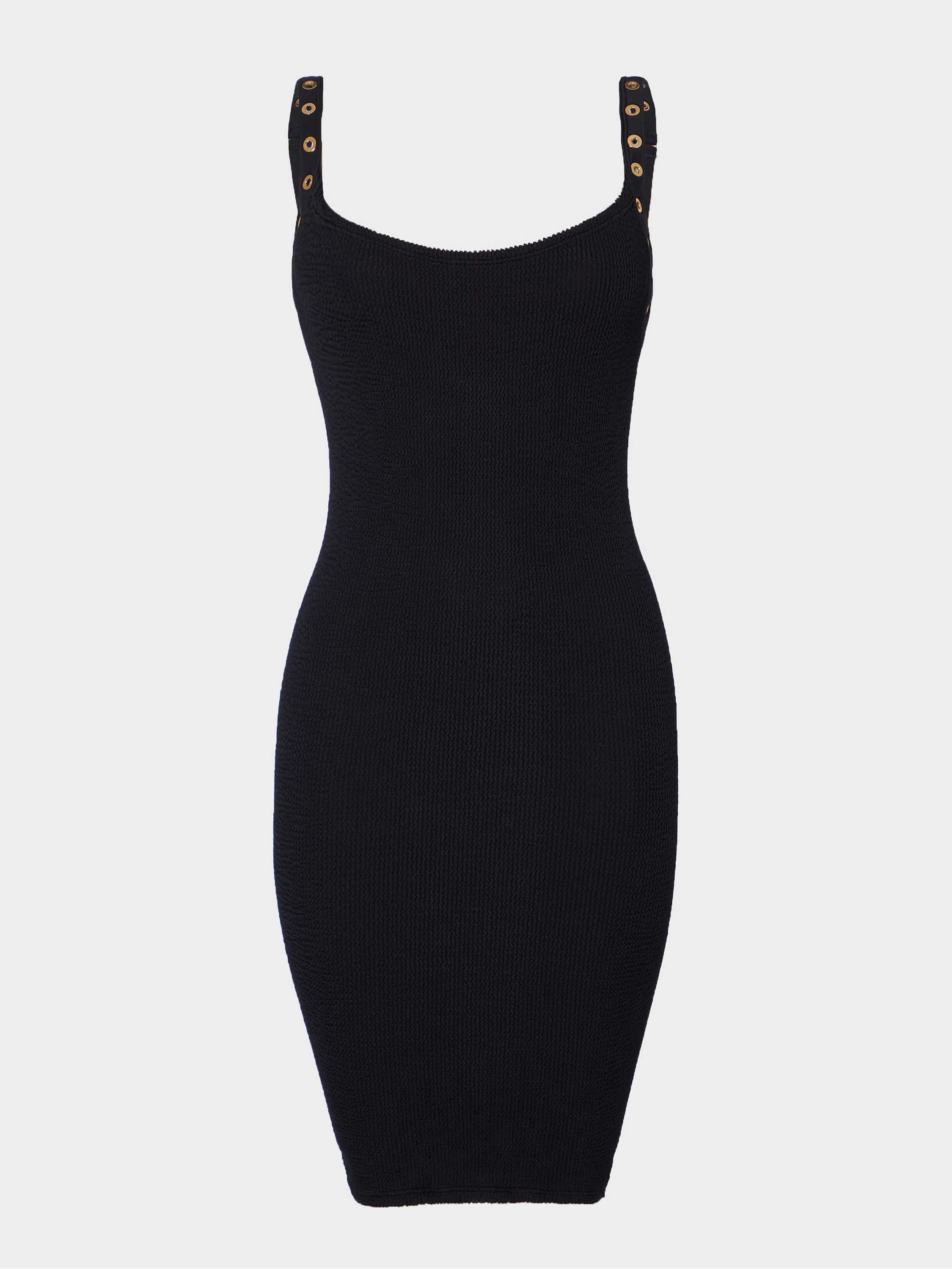 Anora Eyelet Dress - Black/Gold