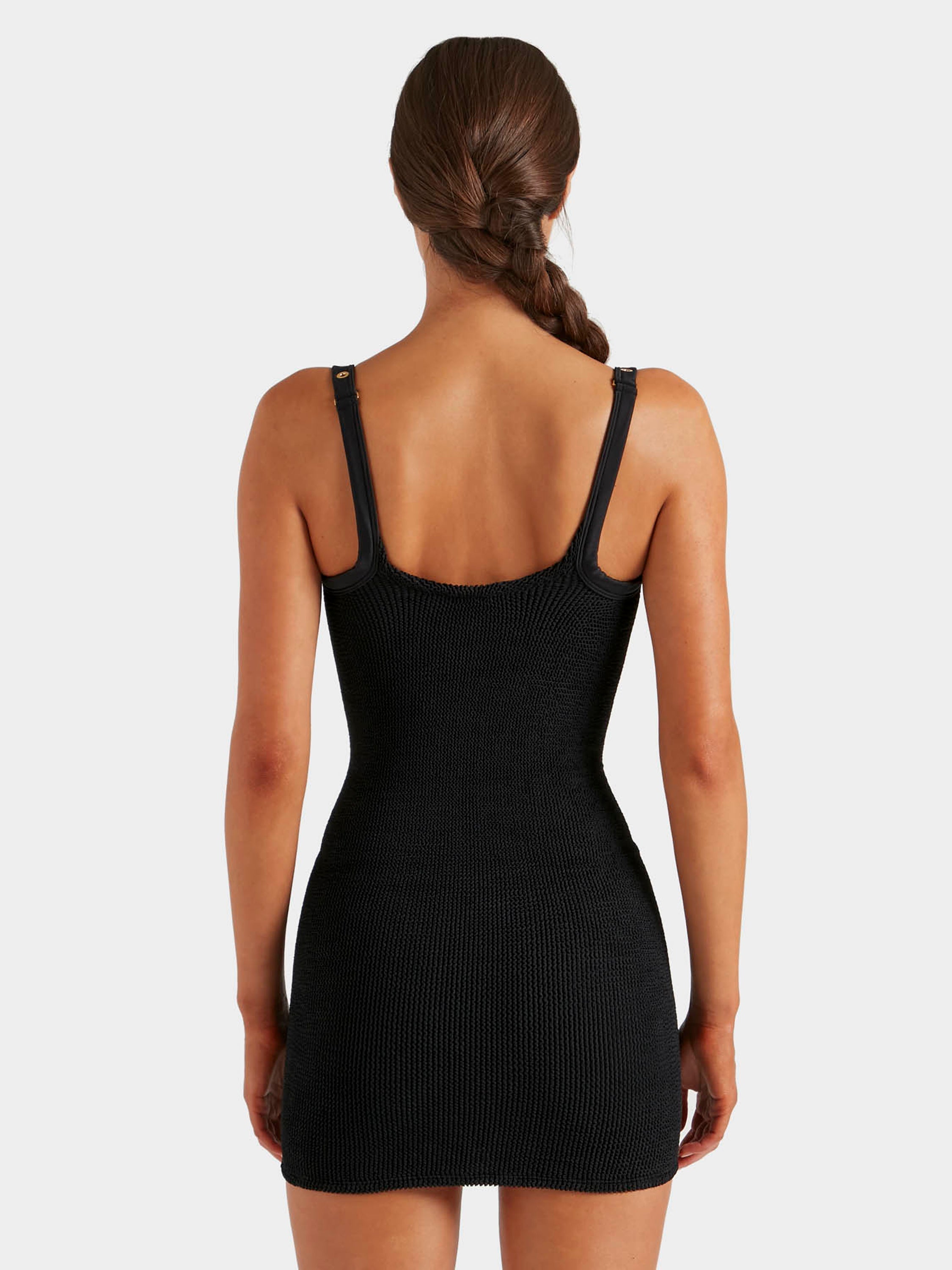 Anora Eyelet Dress - Black/Gold