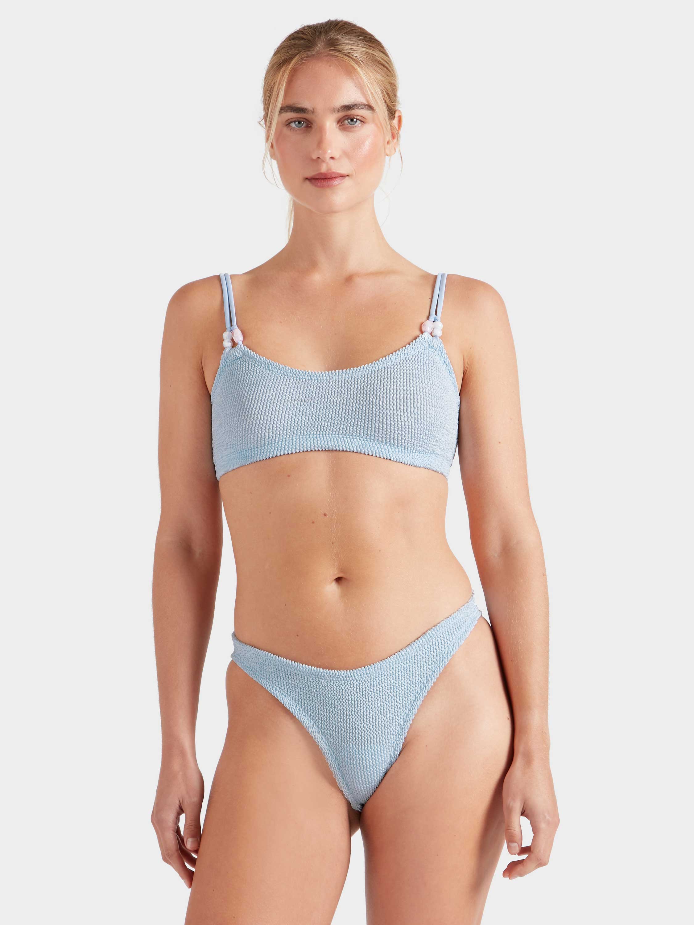 Cassie Beaded Bikini - Metallic Ice Blue