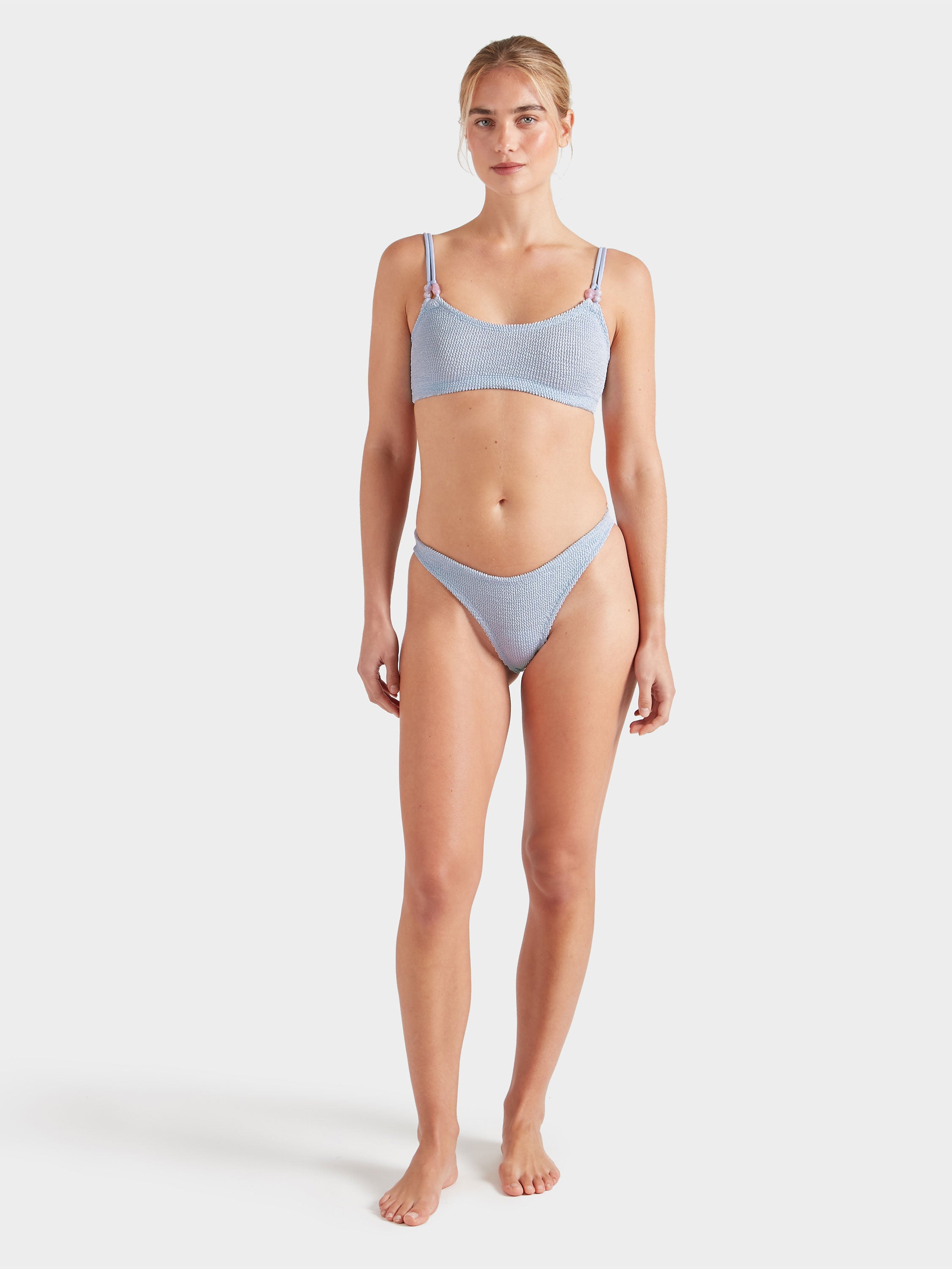 Cassie Beaded Bikini - Metallic Ice Blue