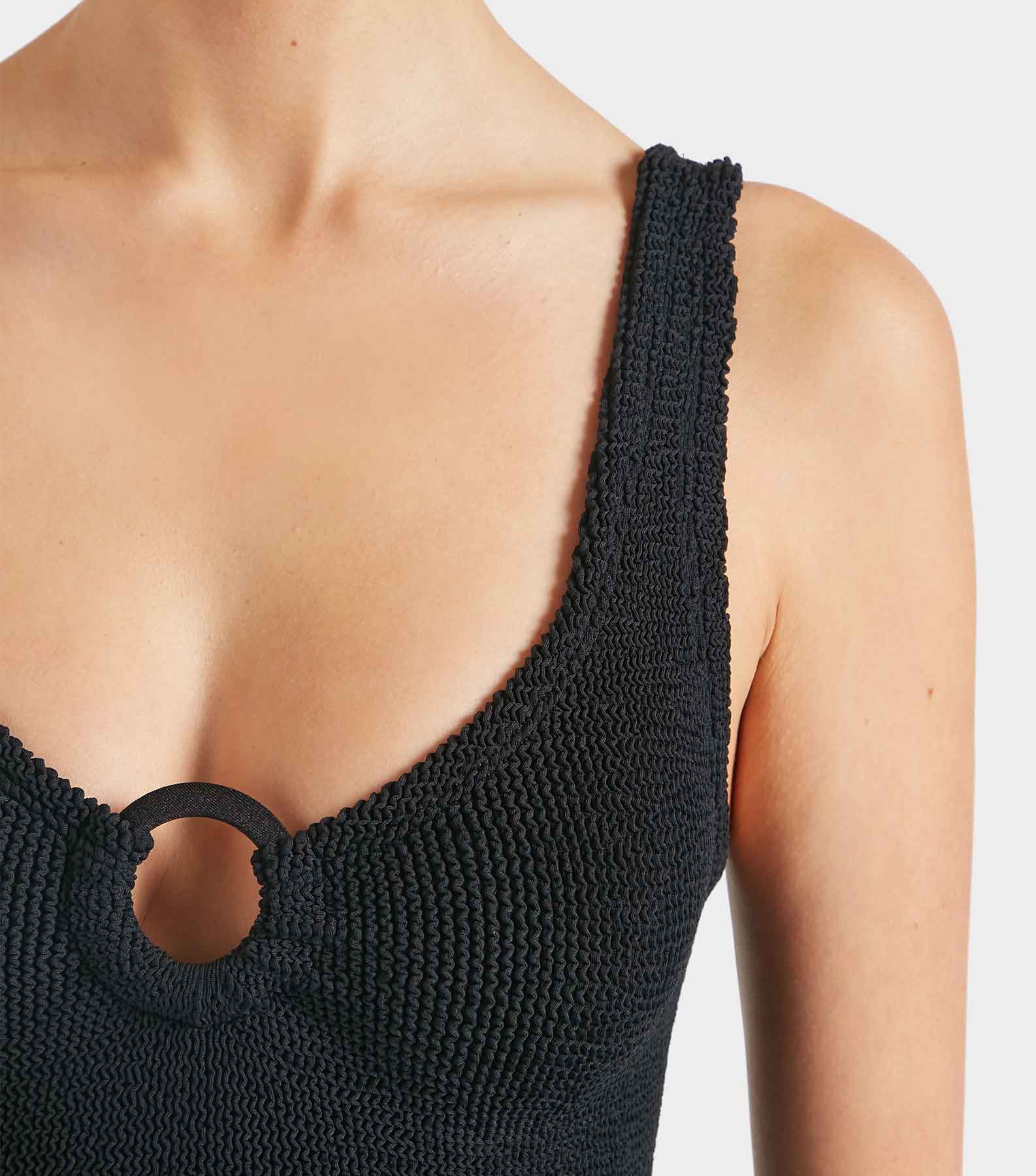 Celine Swim With Tonal Hoops - Black