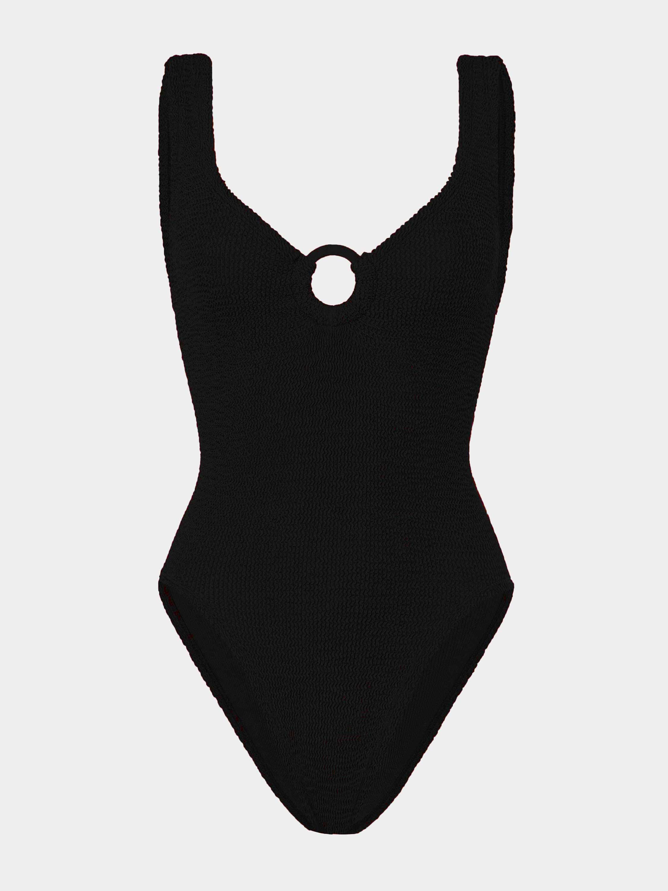 Celine Swim With Tonal Hoops - Black
