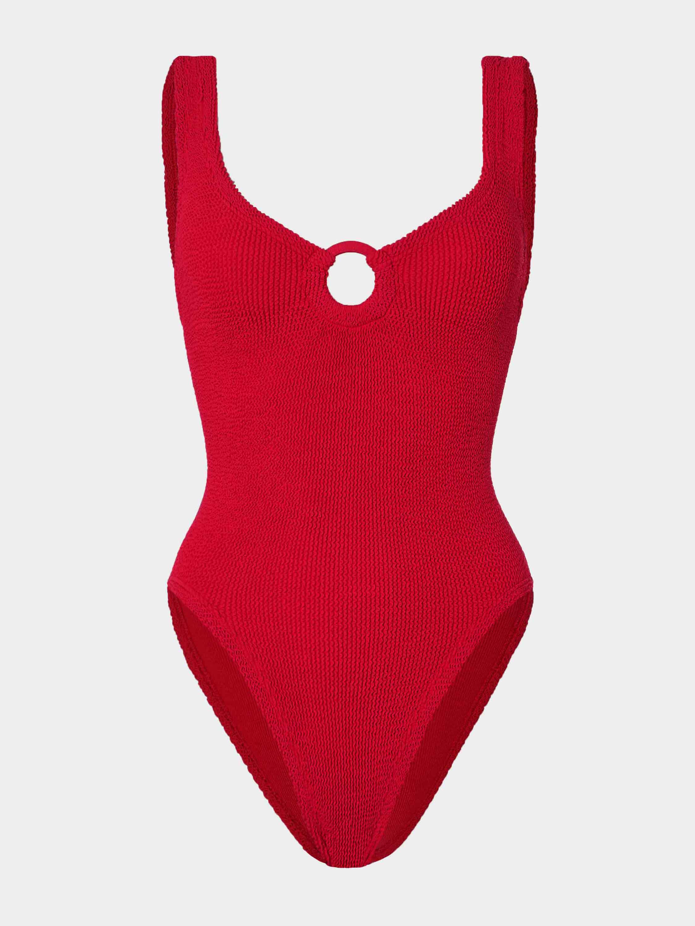 Celine Swim With Tonal Hoops - Red