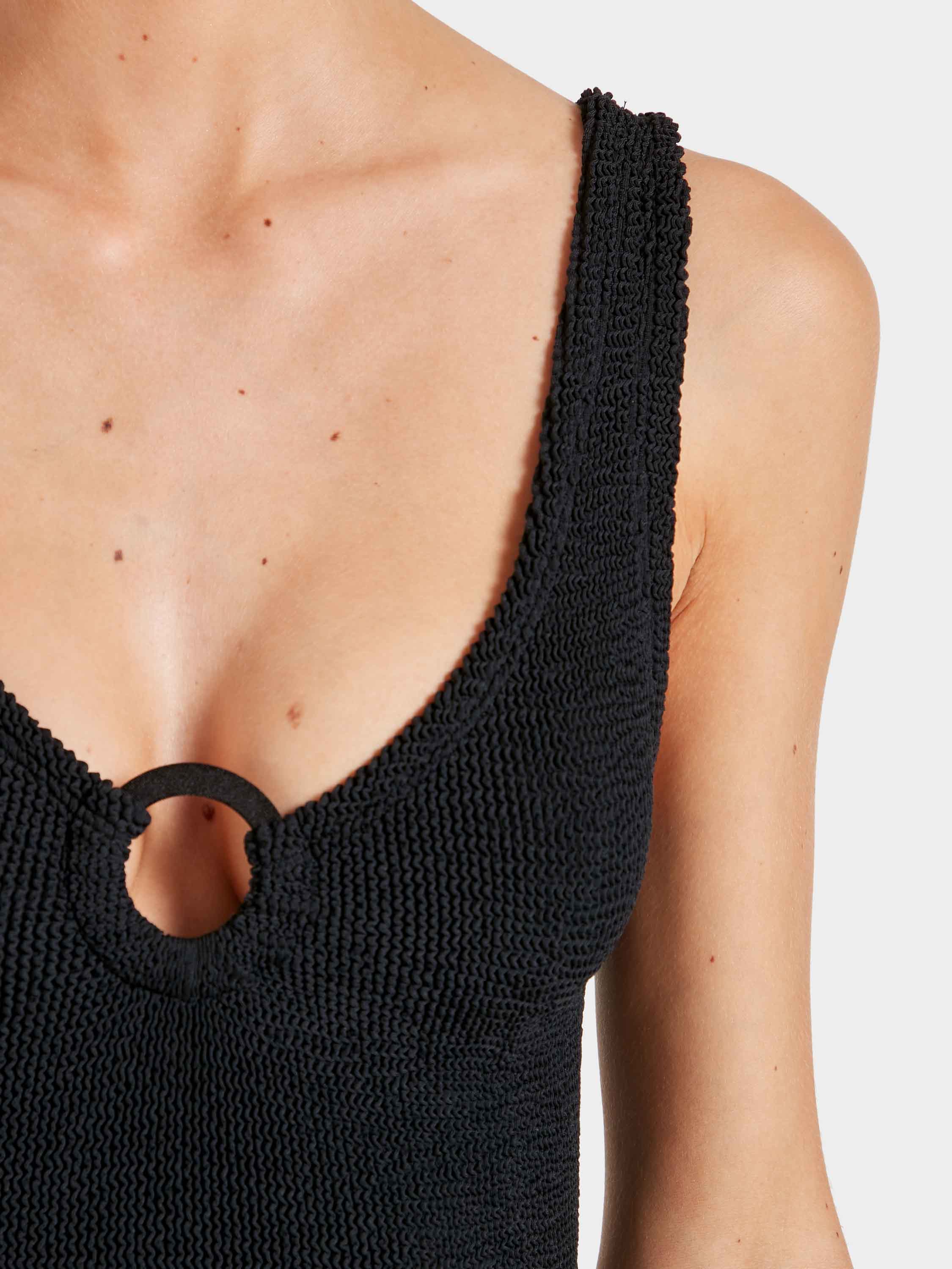 Celine Swim With Tonal Hoops - Black