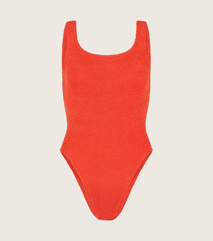 Square Neck Swim Metallic Tangerine One Size Swimwear Hunza G