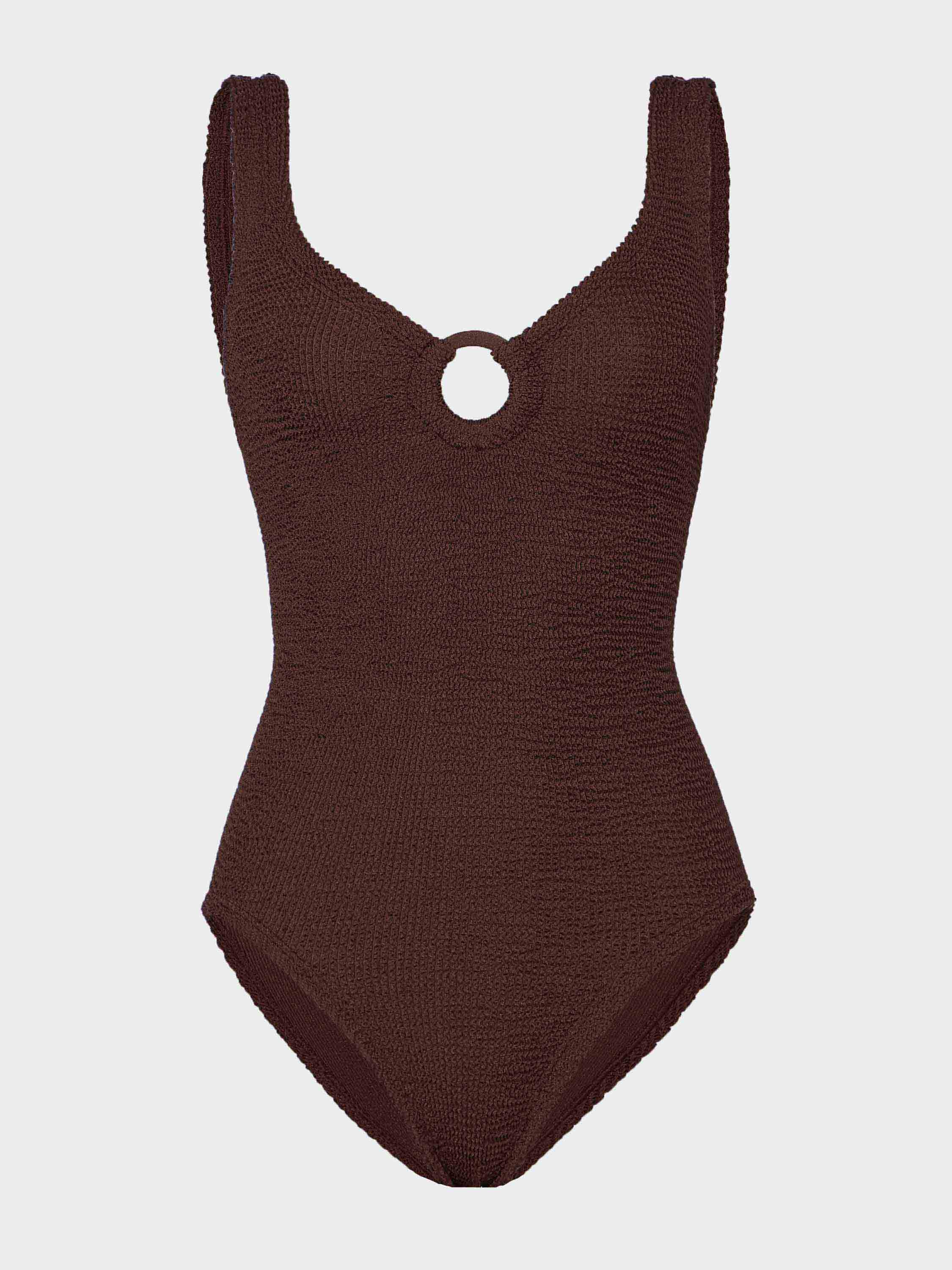 Coverage Celine Swim With Tonal Hoops - Metallic Chocolate