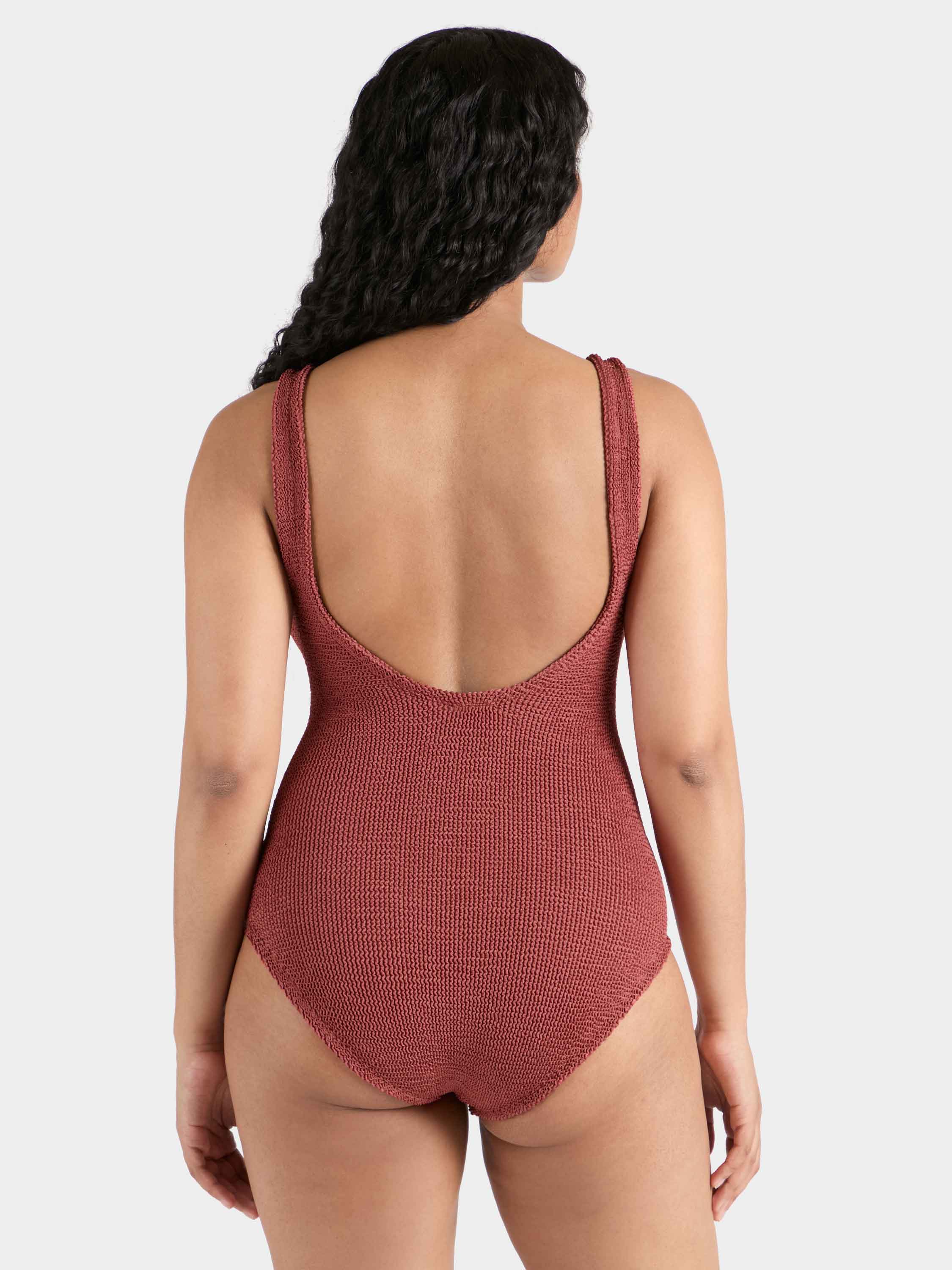 Coverage Celine Swim With Tonal Hoops - Metallic Rosewood