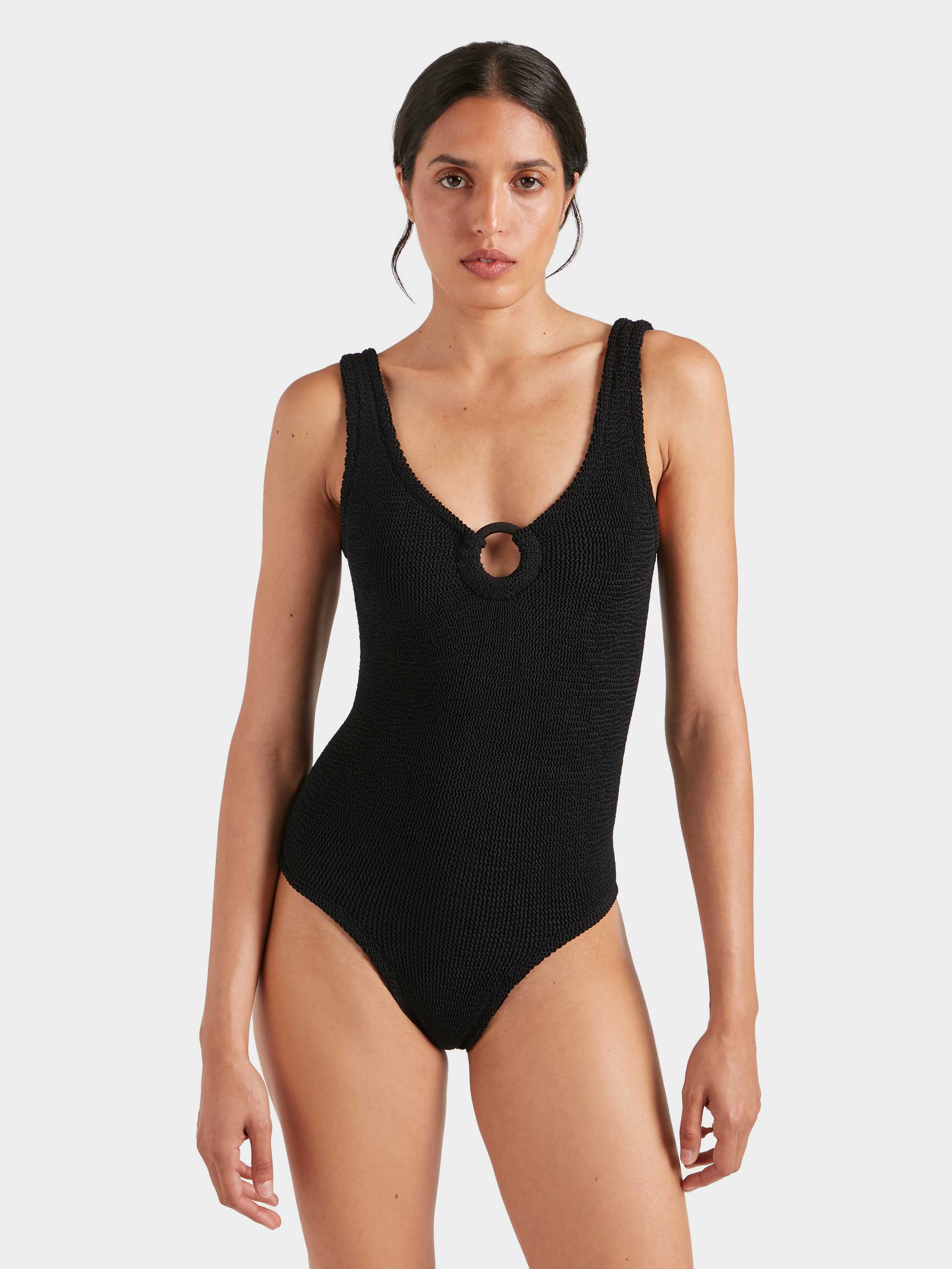 Coverage Celine Swim With Tonal Hoops - Black