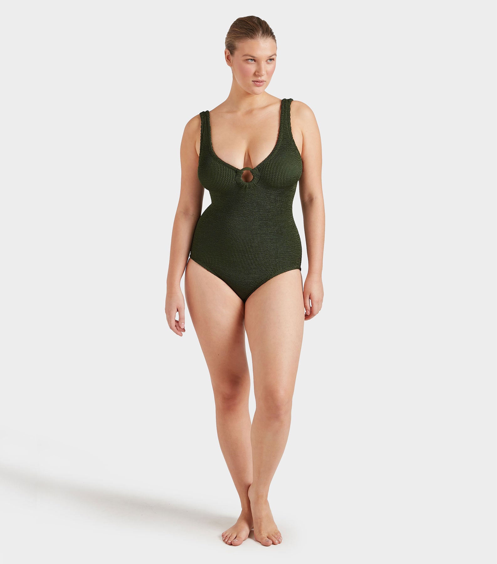 Coverage Celine Swim With Tonal Hoops - Metallic Khaki