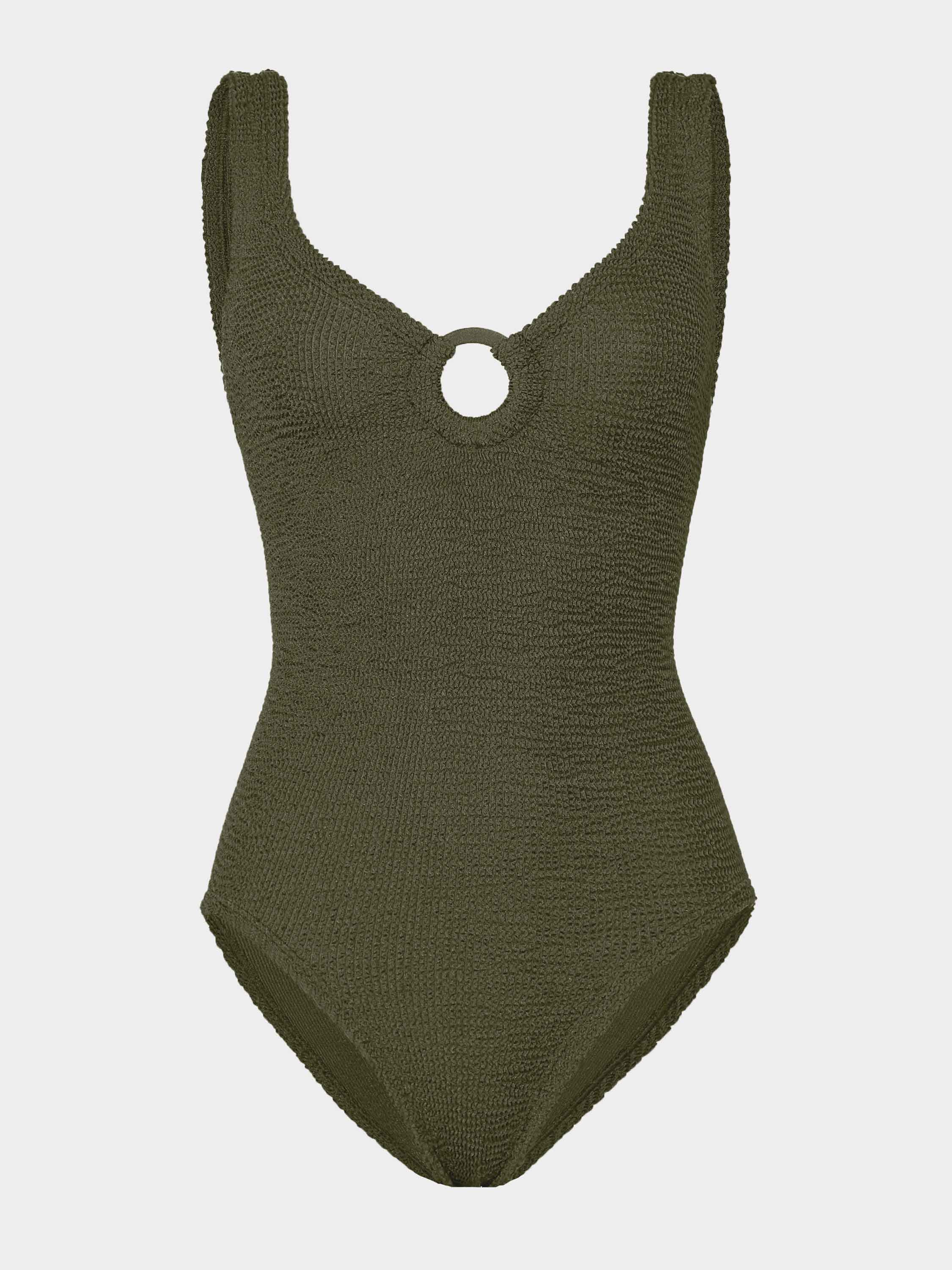 Coverage Celine Swim With Tonal Hoops - Metallic Khaki