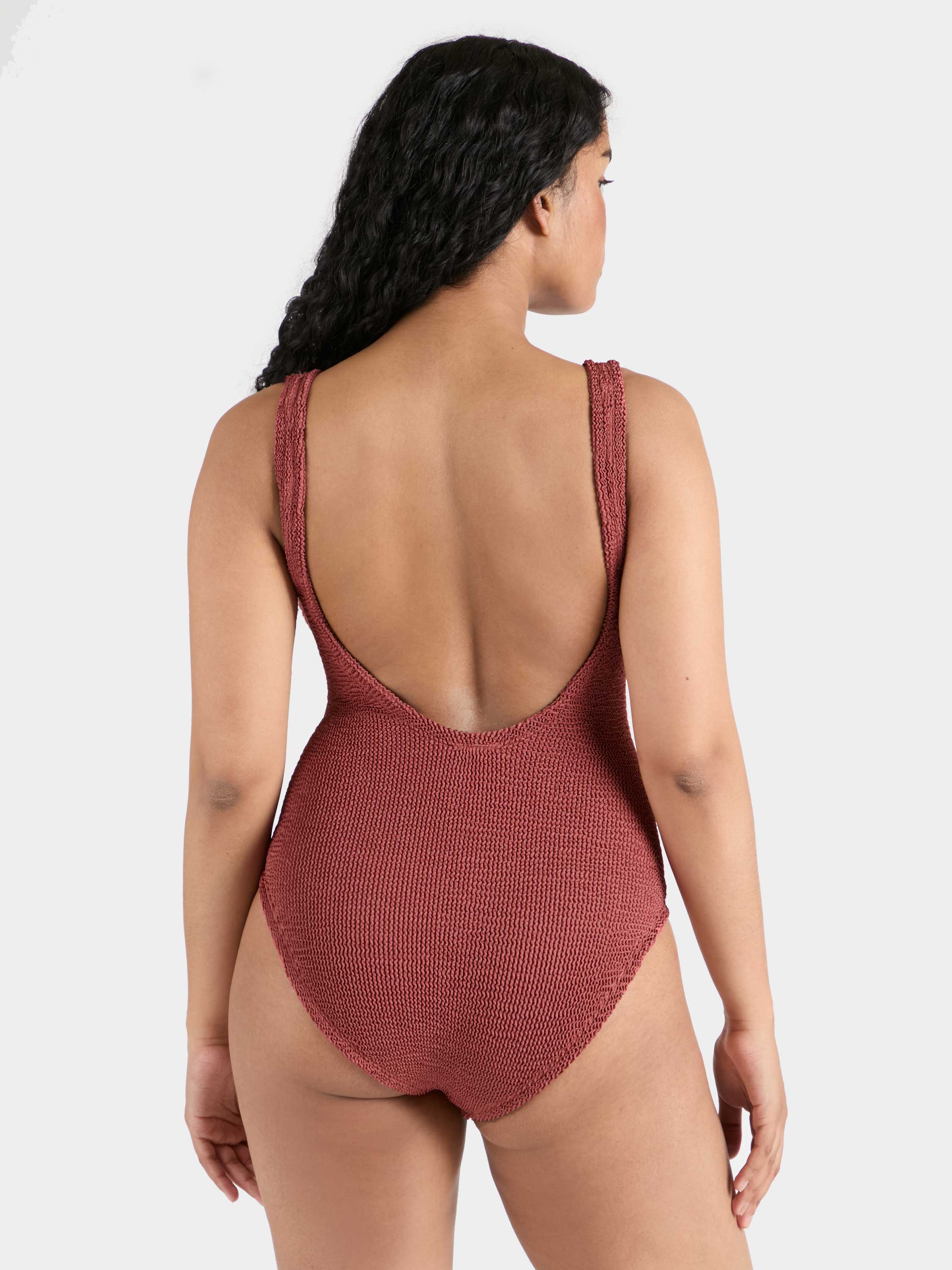 Coverage Square Neck Swim - Metallic Rosewood