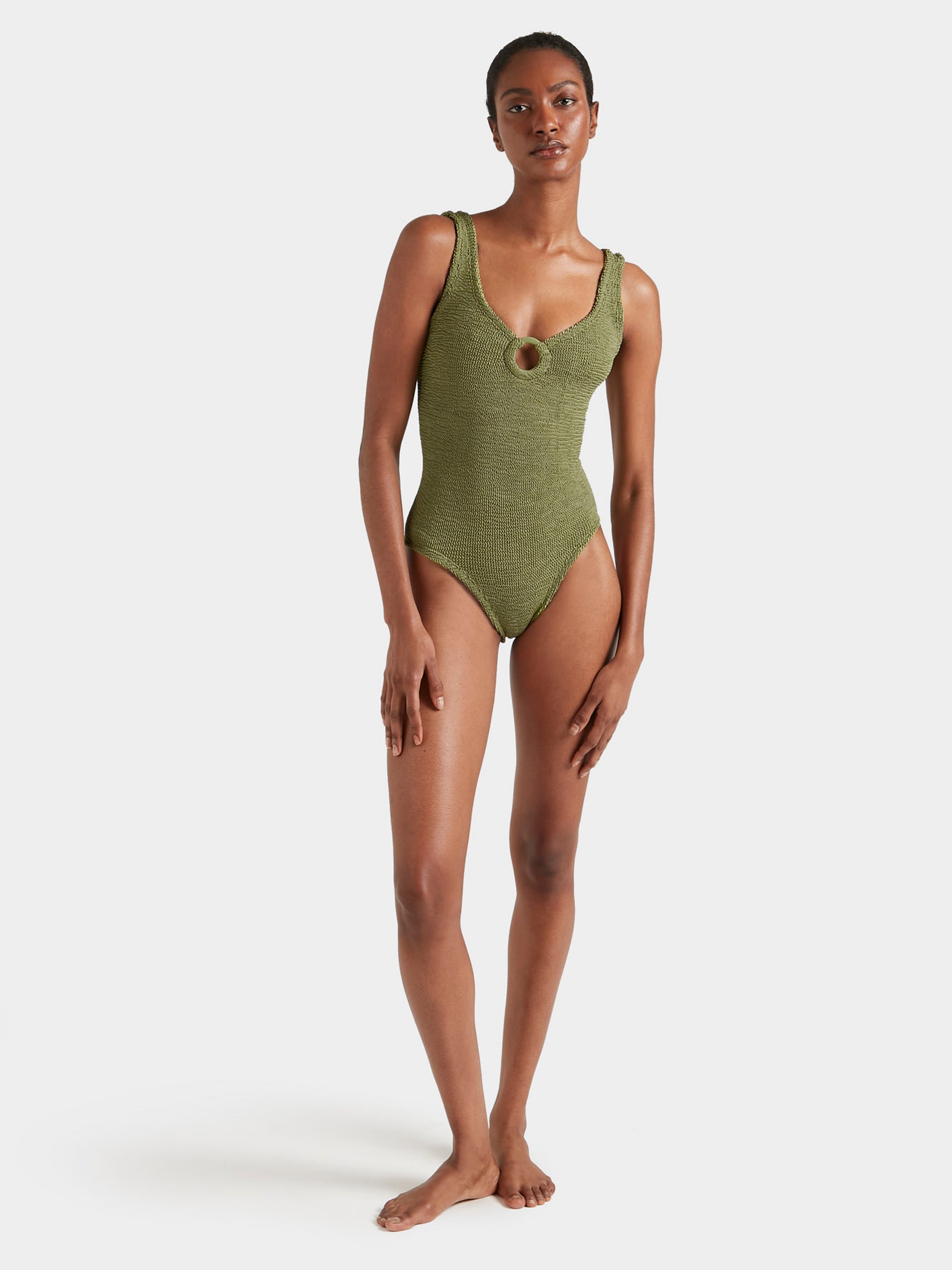 Coverage Celine Swim With Tonal Hoops - Metallic Moss