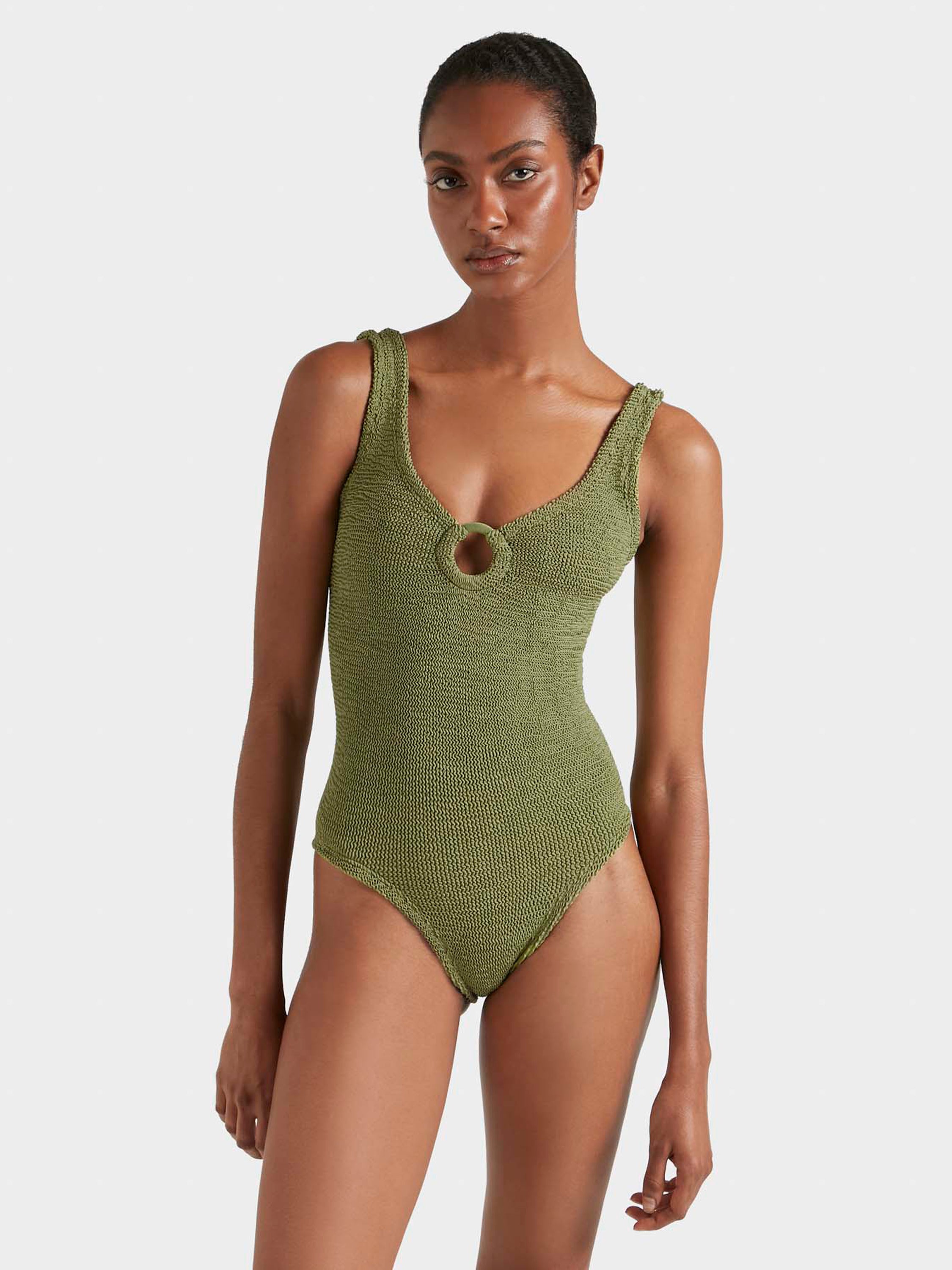 Coverage Celine Swim With Tonal Hoops - Metallic Moss
