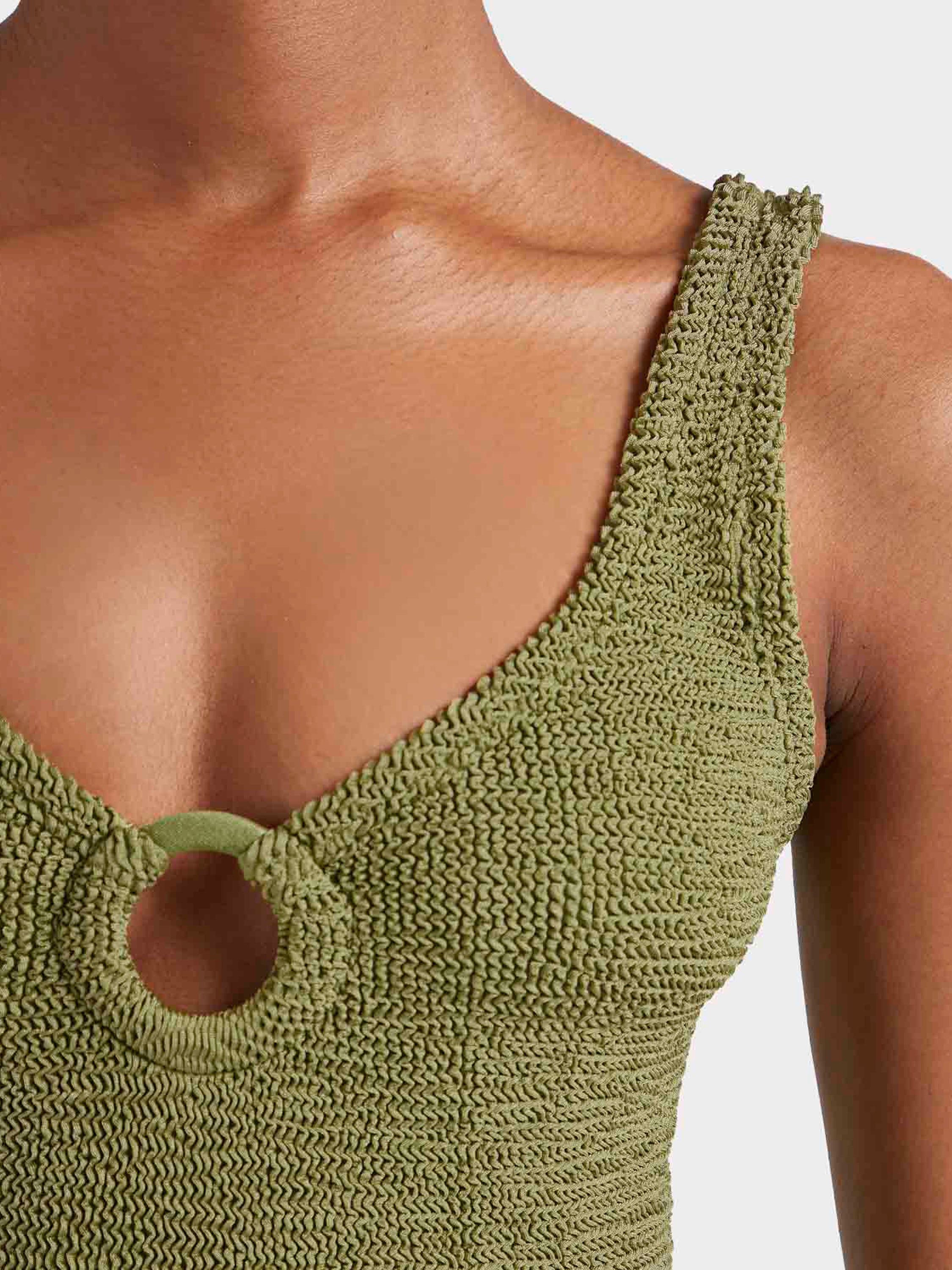 Coverage Celine Swim With Tonal Hoops - Metallic Moss