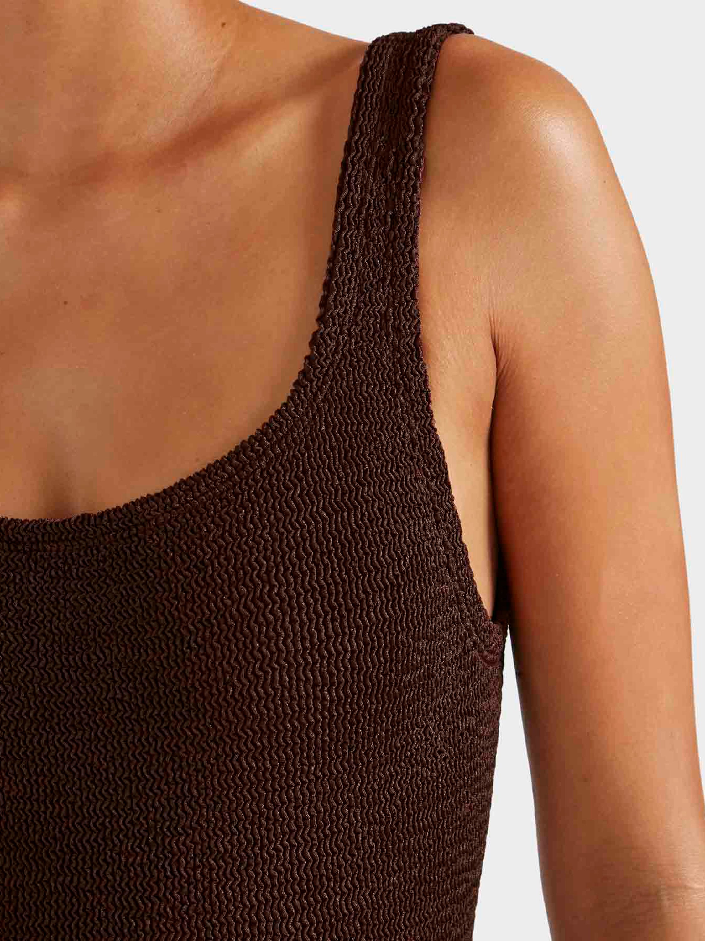 Coverage Square Neck Swim - Metallic Chocolate