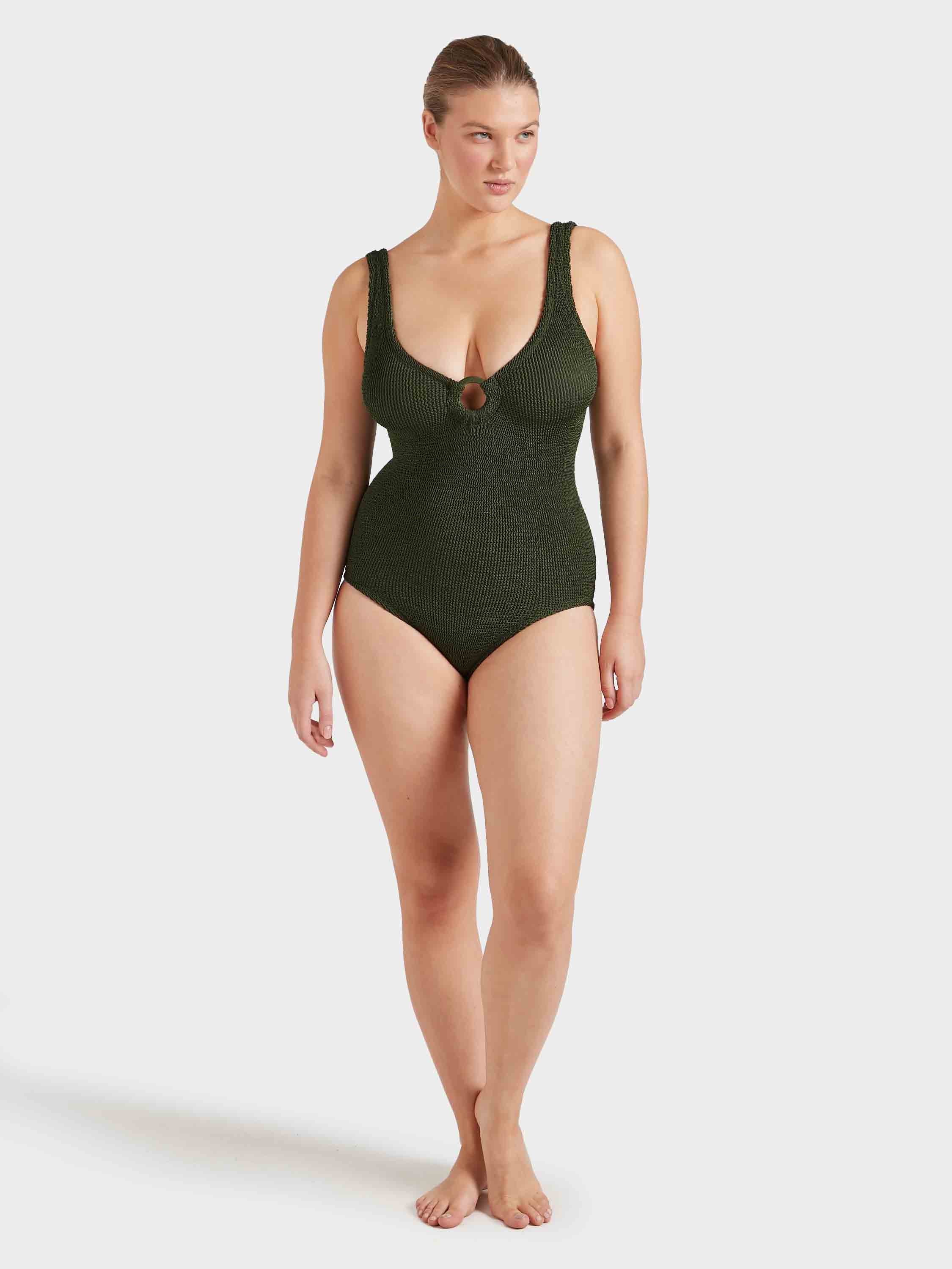 Coverage Celine Swim With Tonal Hoops - Metallic Khaki