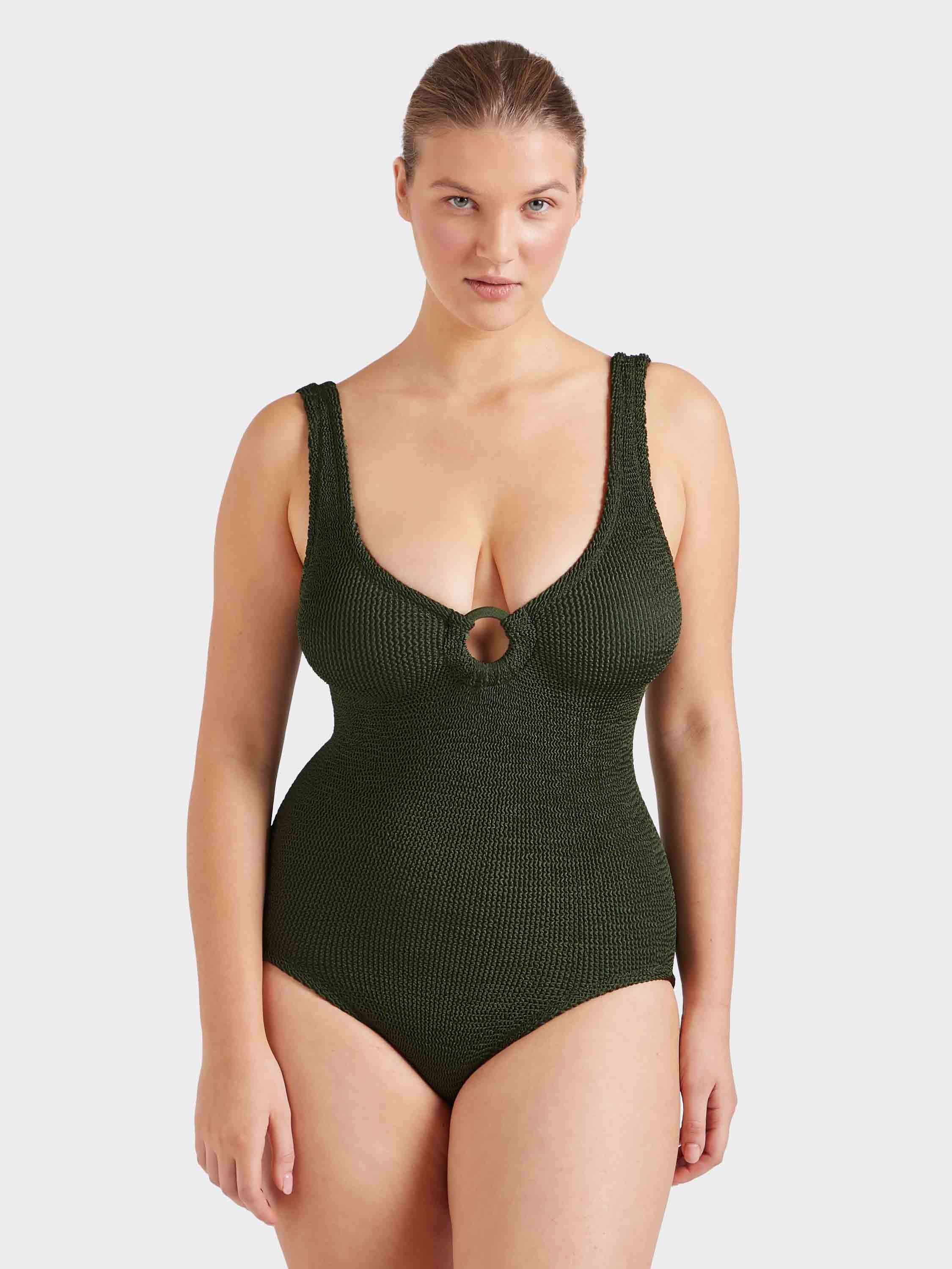 Coverage Celine Swim With Tonal Hoops - Metallic Khaki
